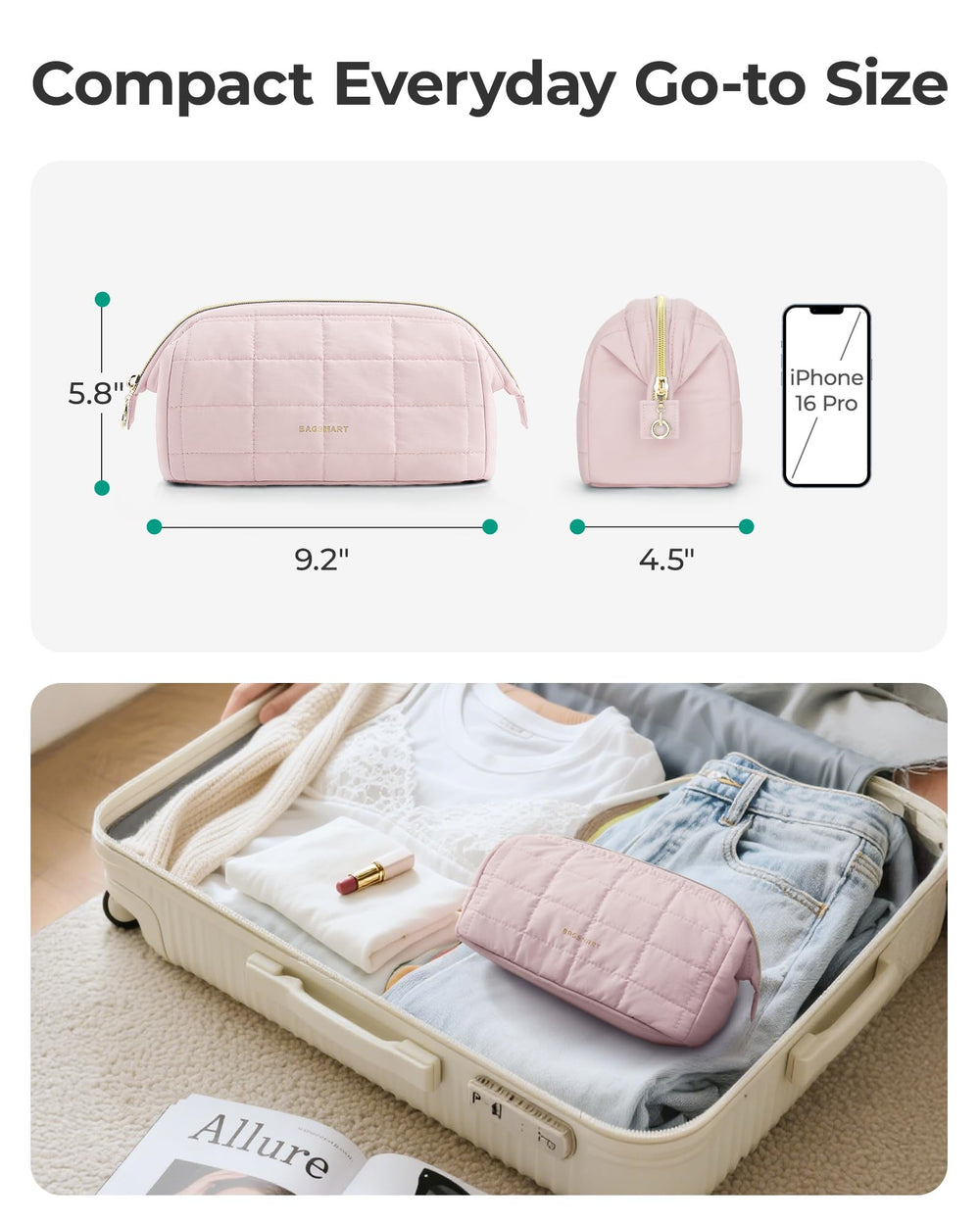 BAGSMART interior showing three pockets for organization and tidy storage