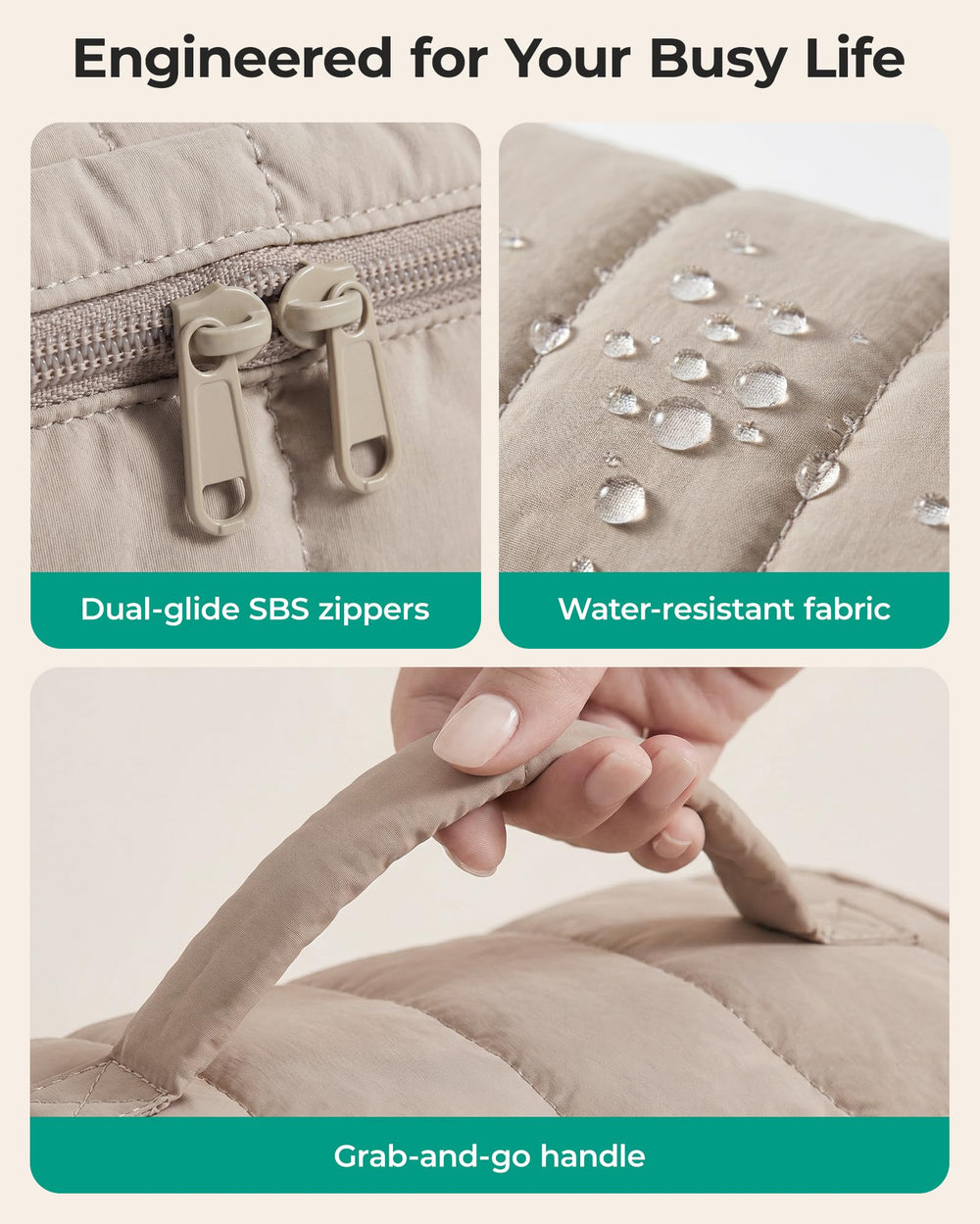 BAGSMART cotton texture close-up showing soft, machine-washable benefit