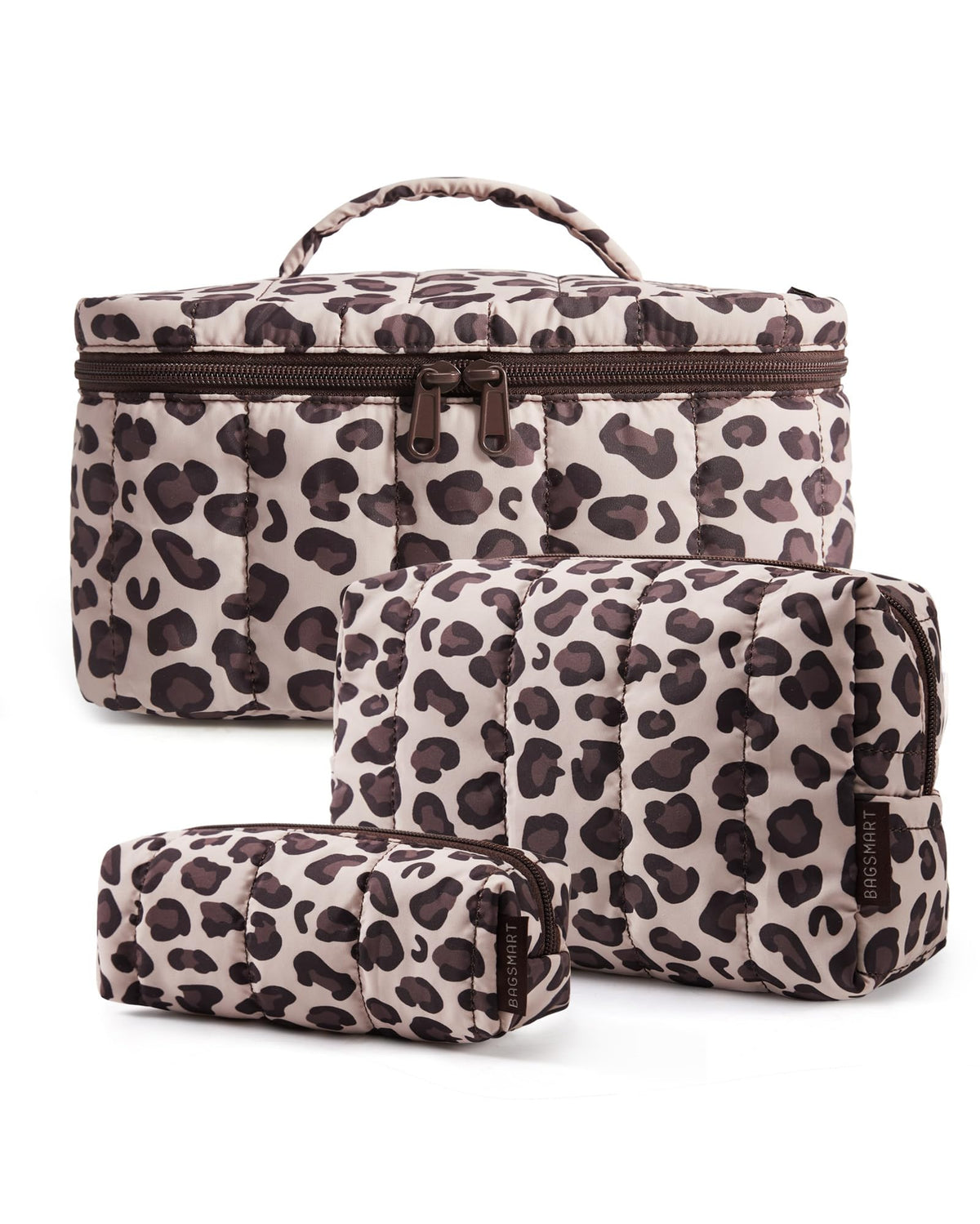 BAGSMART leopard front packaging shows set and stylish storage benefit