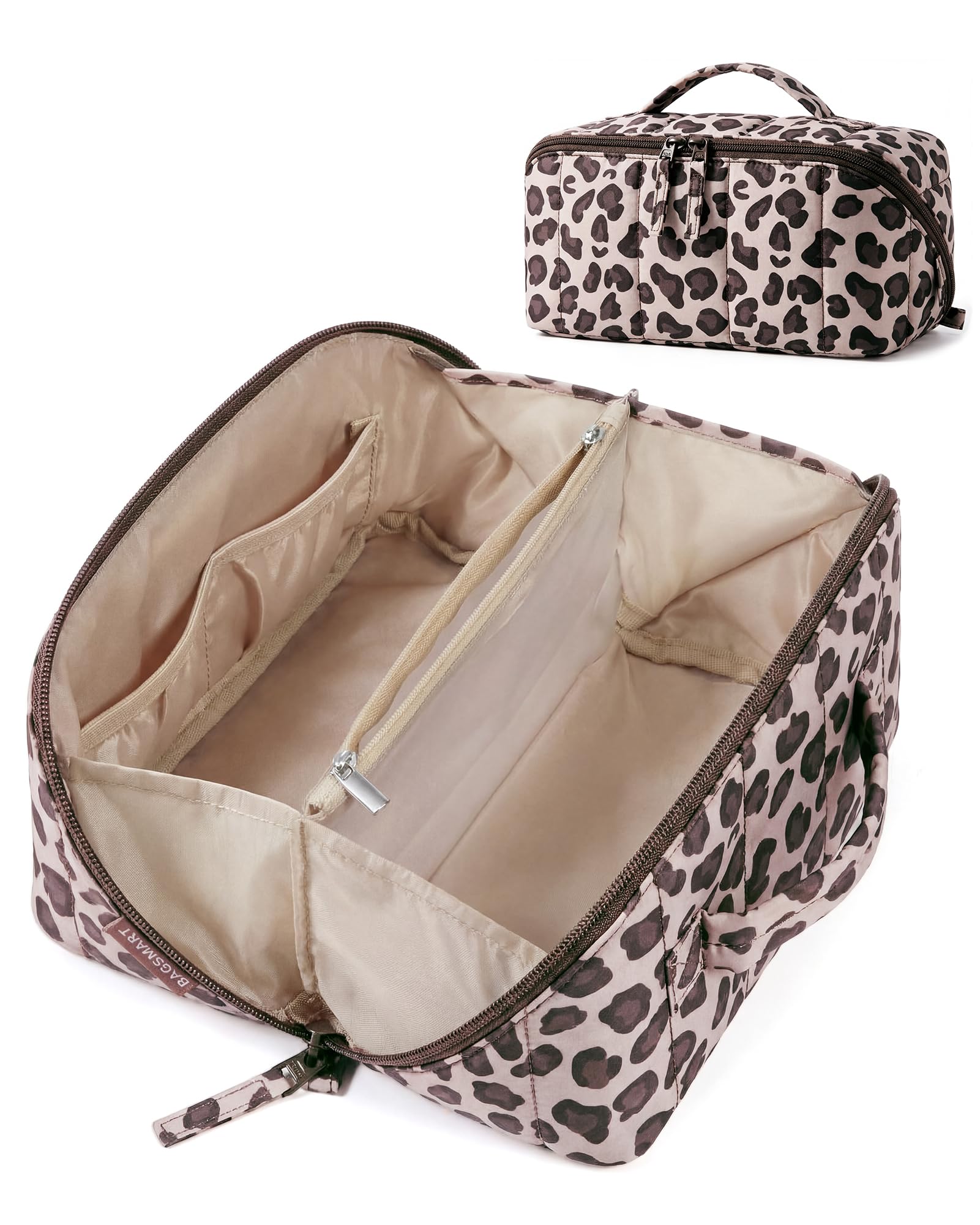 BAGSMART leopard front view showing quilted style and easy handling