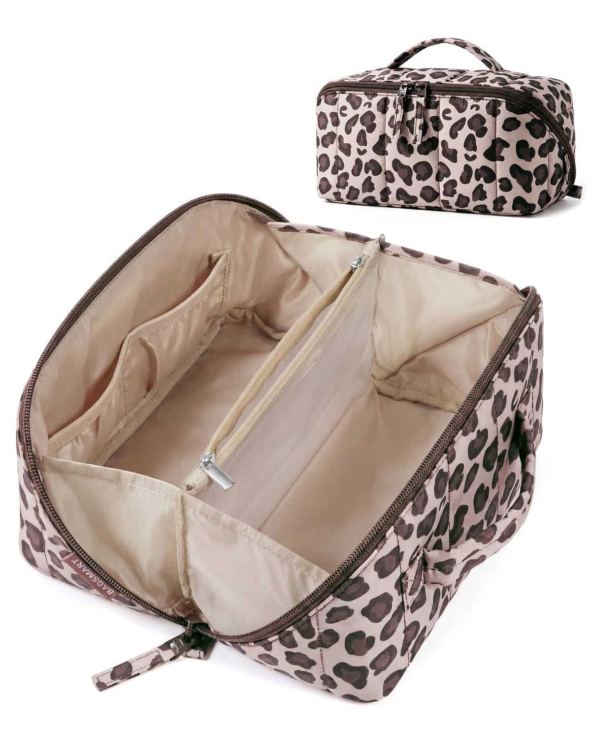 BAGSMART leopard front view showing quilted style and easy handling