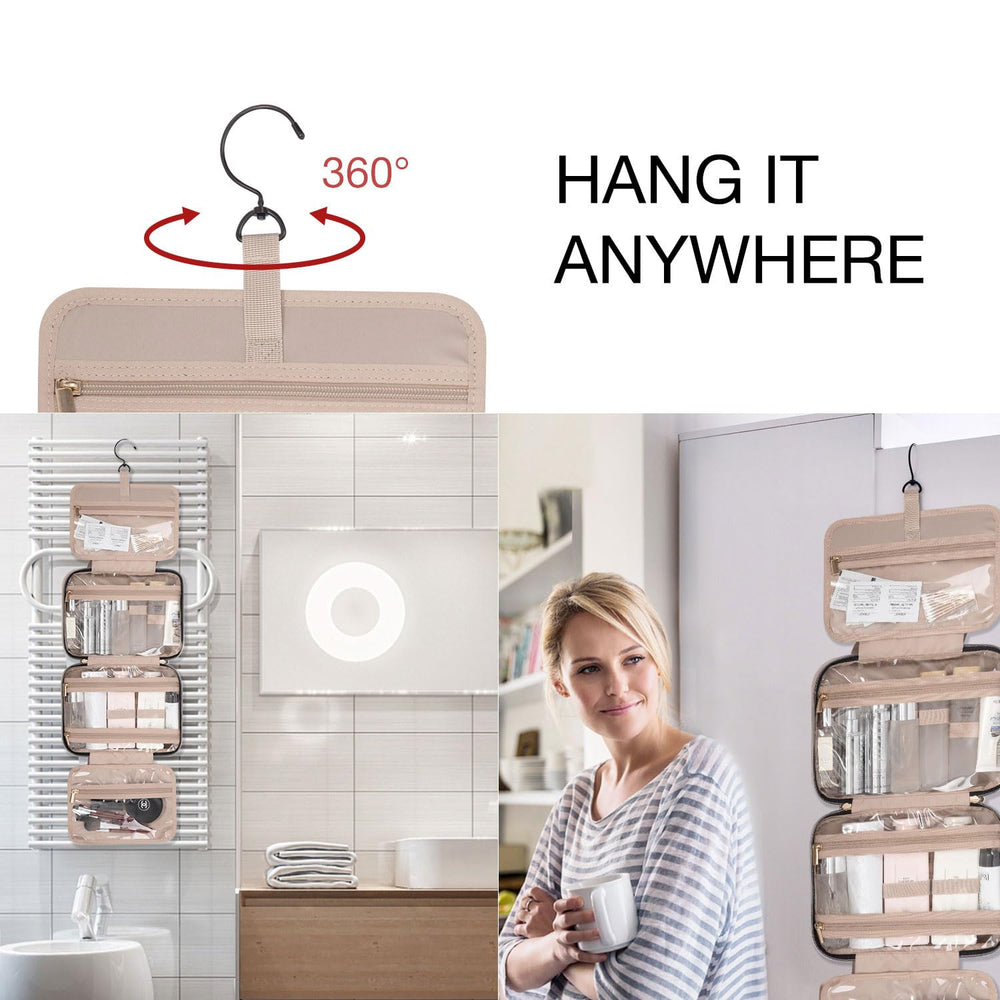 BAGSMART on bathroom counter in travel scene demonstrating organized packing