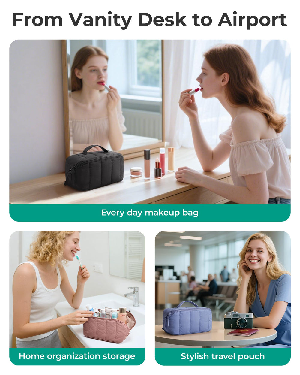 BAGSMART on bathroom counter with toiletries, easy-access travel organization