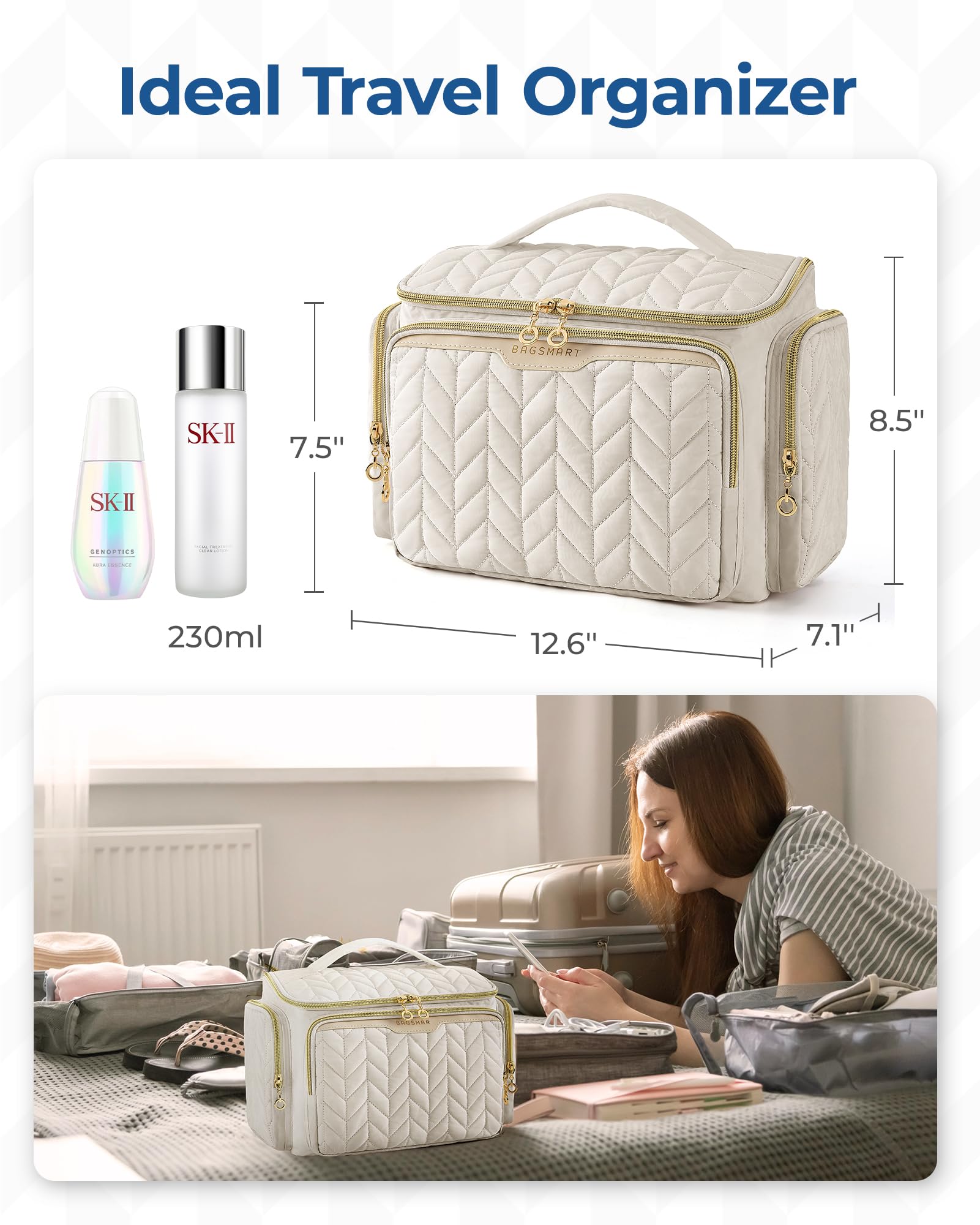 BAGSMART compressed inside suitcase illustrating space-saving packing