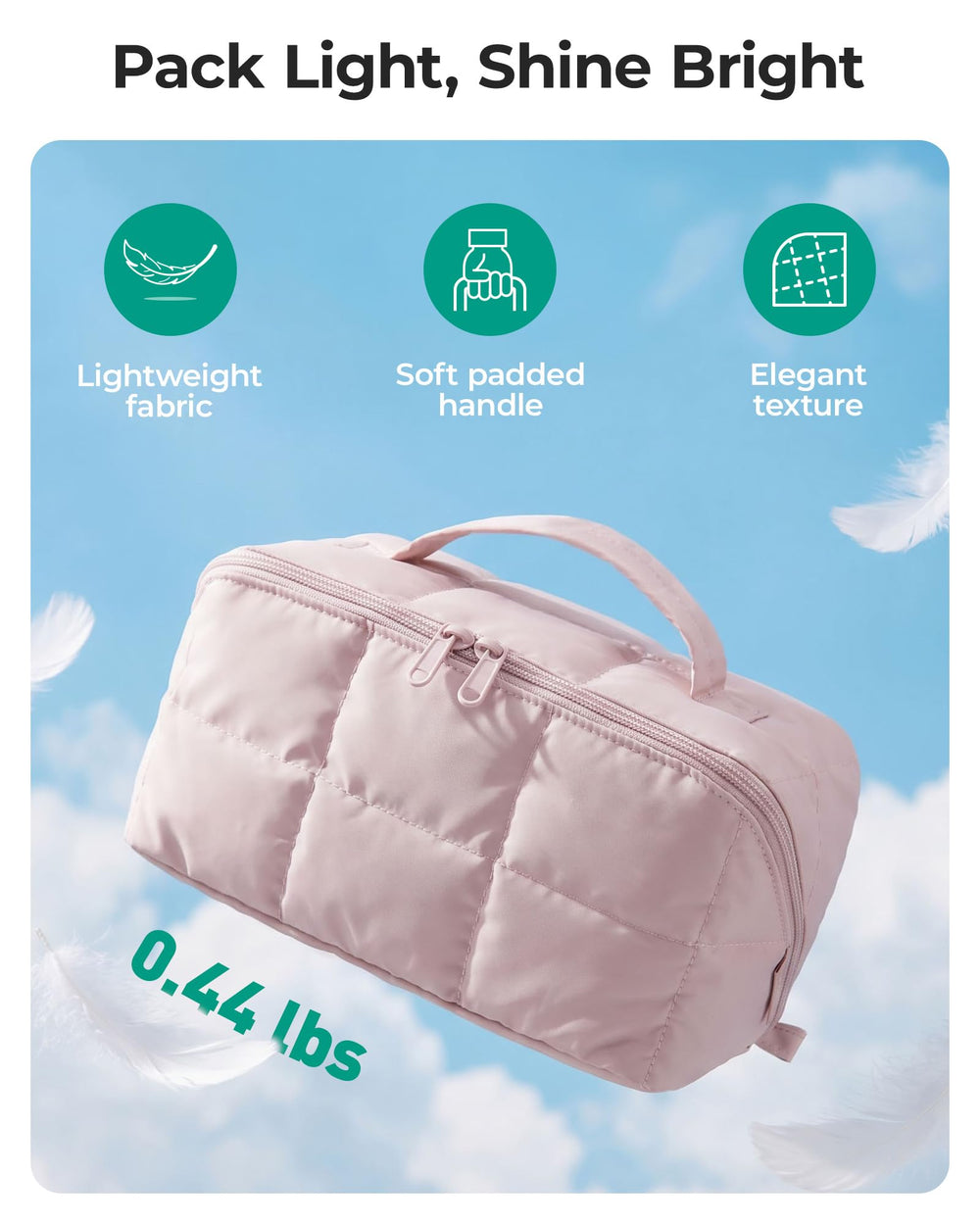 BAGSMART packed with full-size bottles and palettes saving space benefit