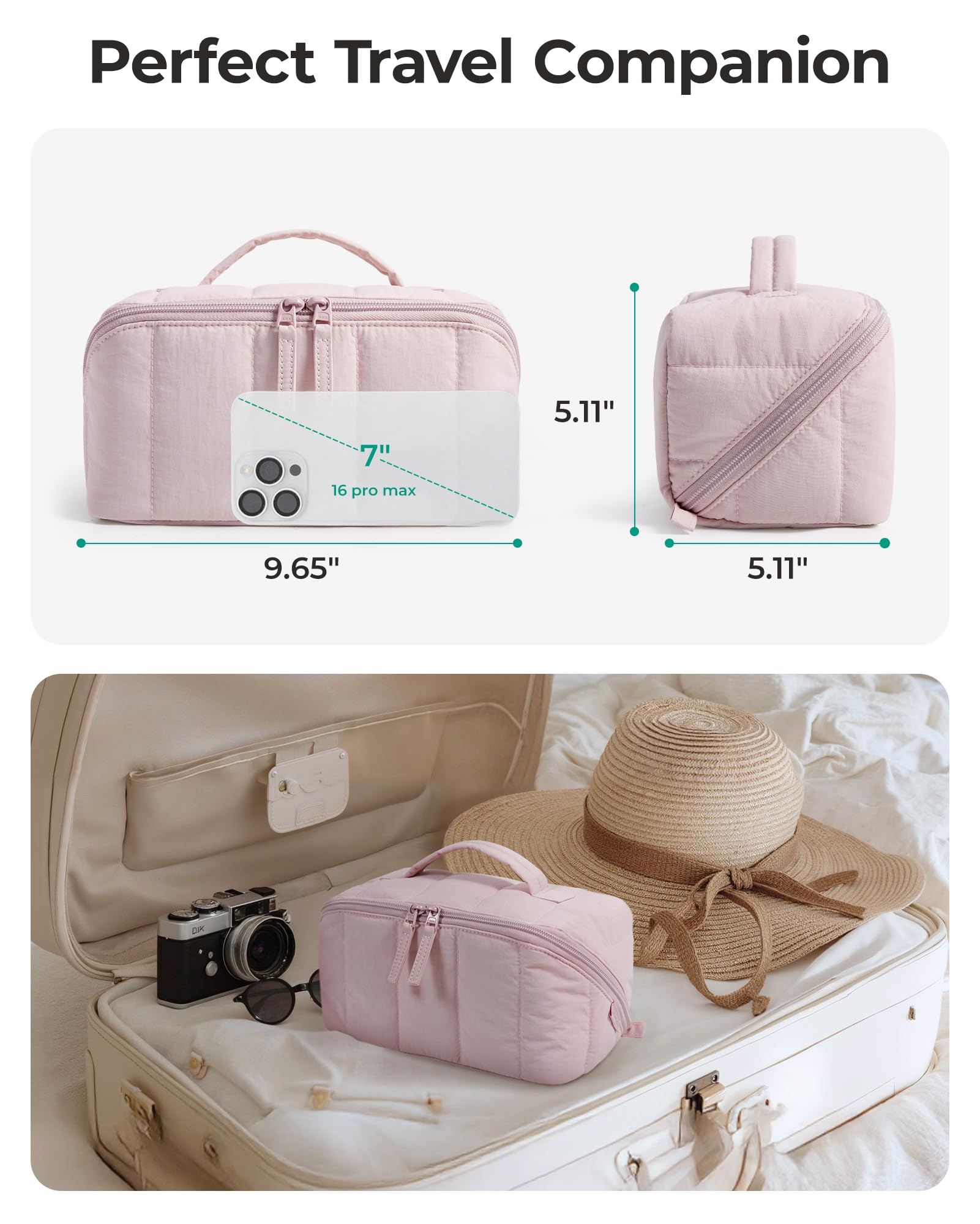 BAGSMART PVC hygienic pocket with toiletries isolates spills for safer travel