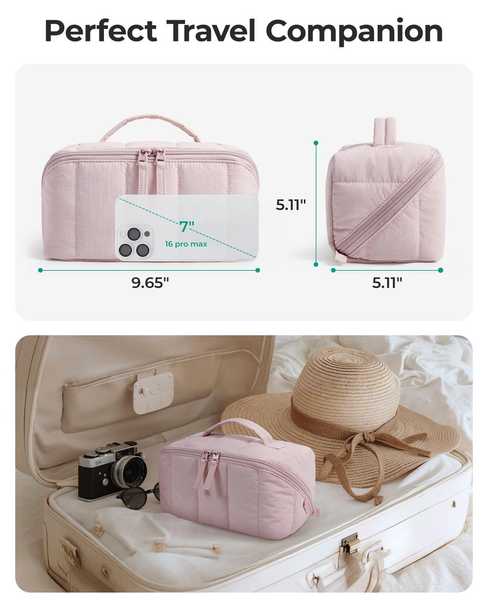 BAGSMART PVC hygienic pocket with toiletries isolates spills for safer travel