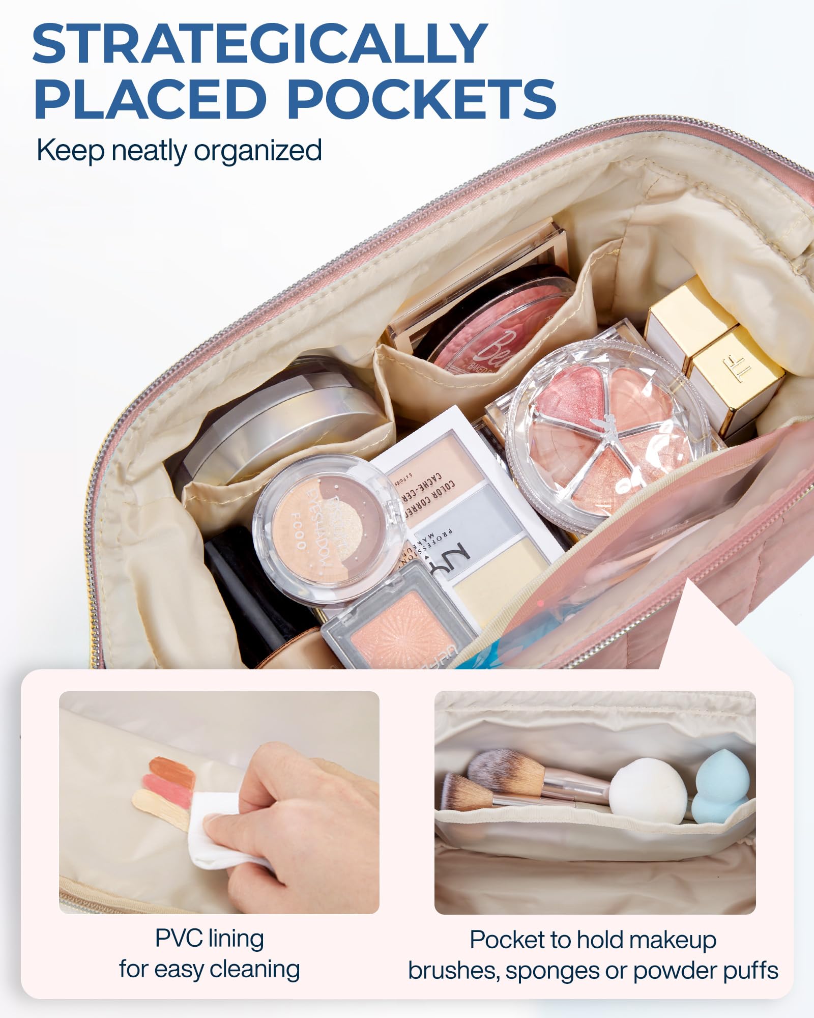 BAGSMART PVC-lined pocket closeup that protects and wipes clean after spills
