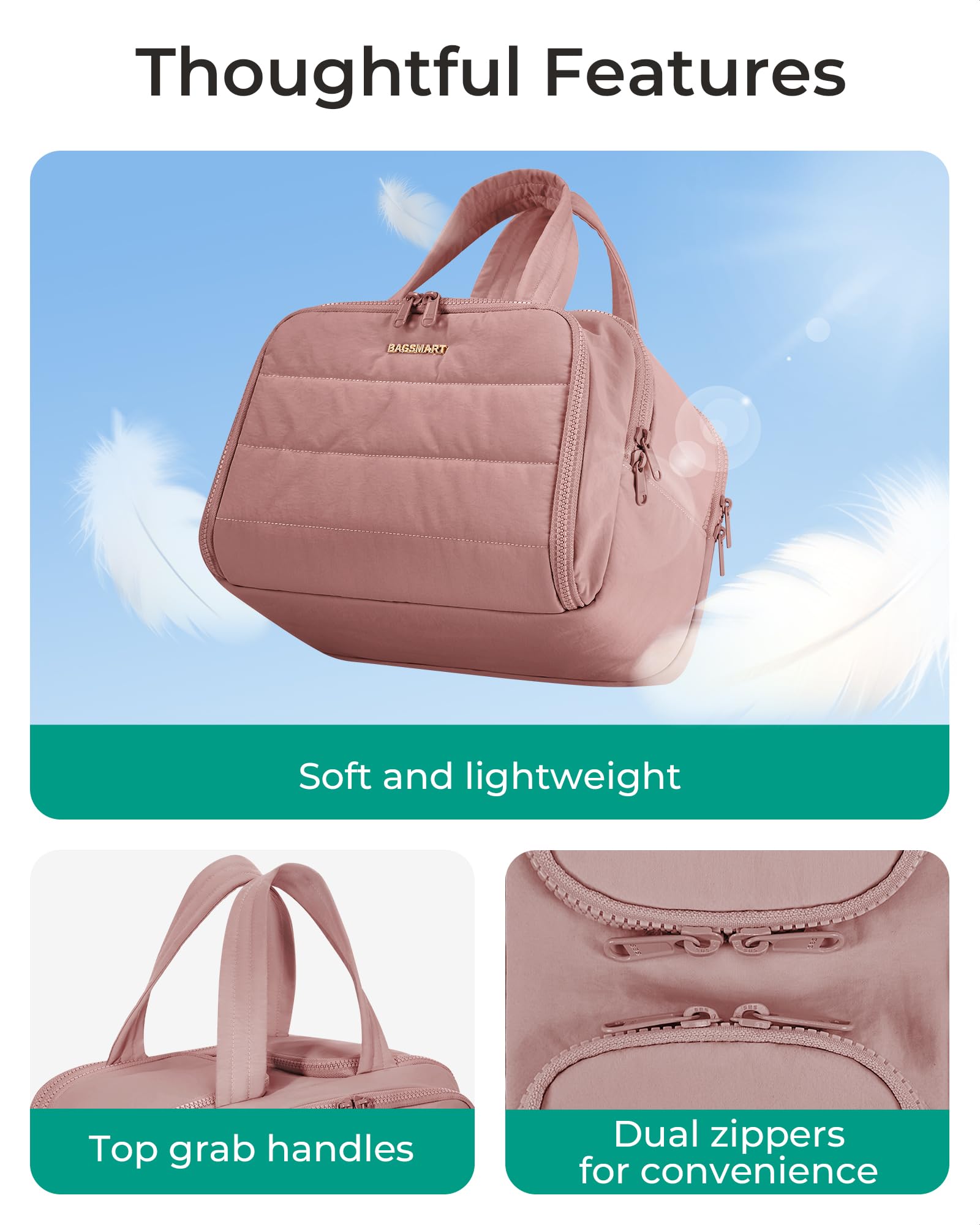 BAGSMART size comparison with toiletries for packing clarity
