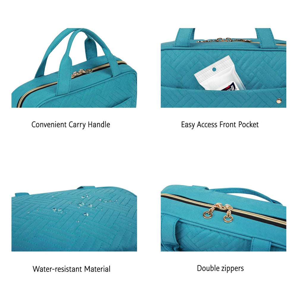 BAGSMART next to toiletries for scale highlighting capacity and fit