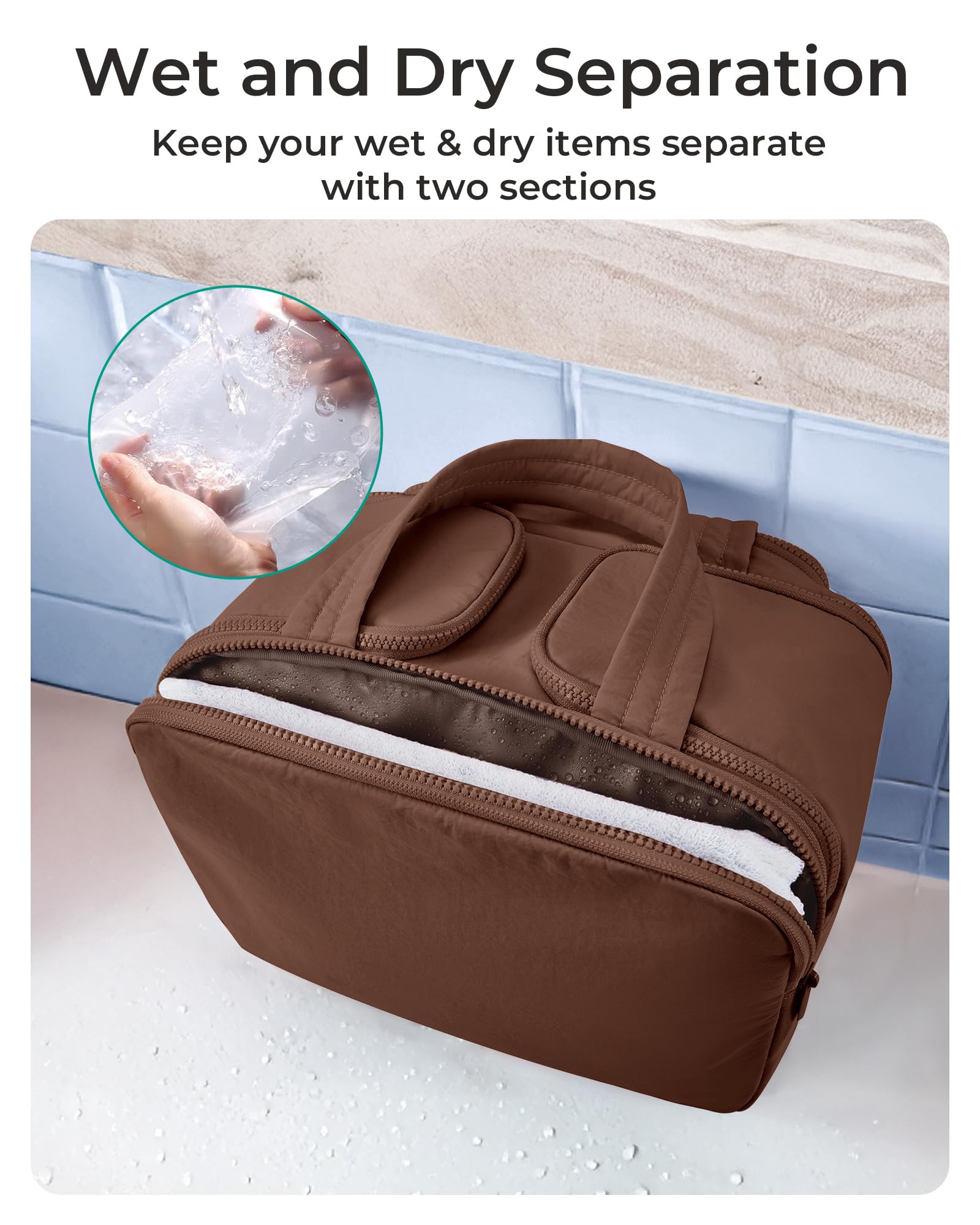 BAGSMART Taslan texture and handle detail for comfortable carrying