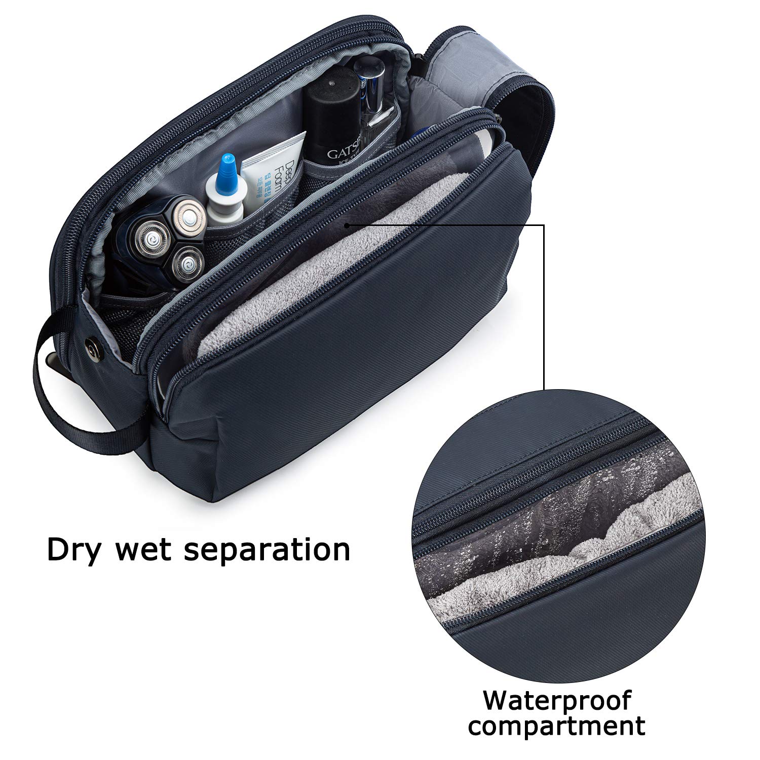 BAGSMART elastic bottle straps holding travel bottles upright for spill prevention