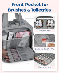 BAGSMART upright bottles inside middle compartment keeping toiletries stable and preventing spills