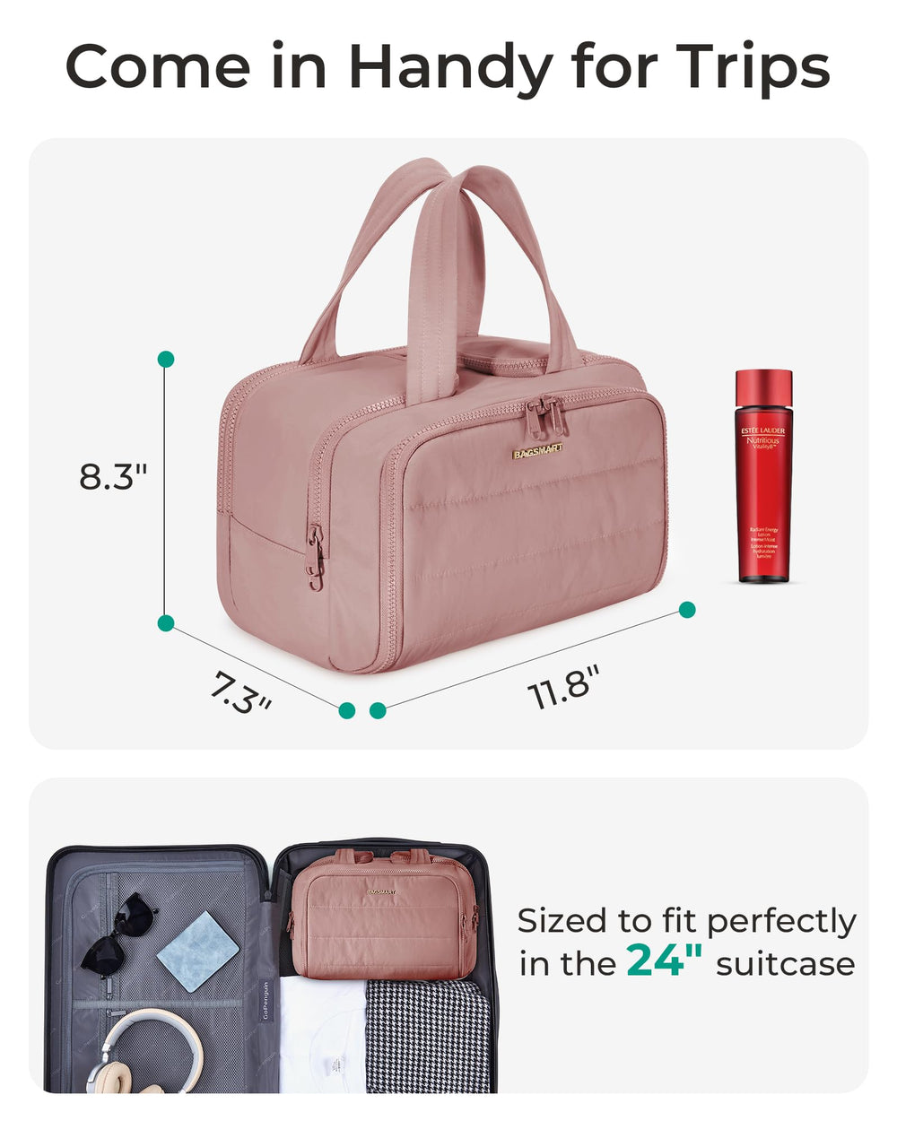 BAGSMART waterproof front pocket separating wet and dry items
