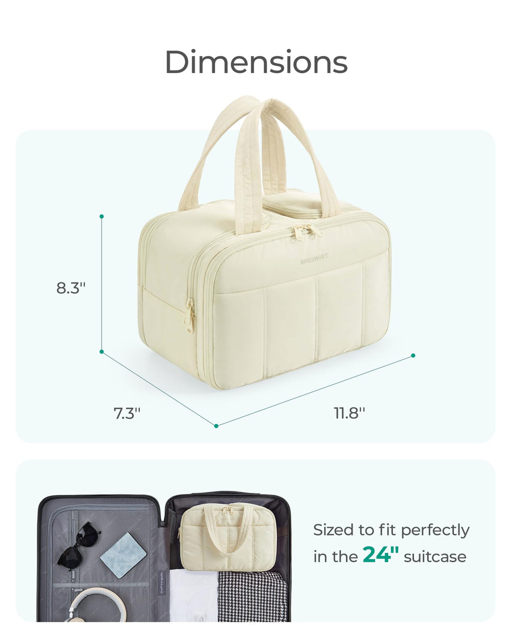 BAGSMART waterproof lining being wiped clean for quick spill protection
