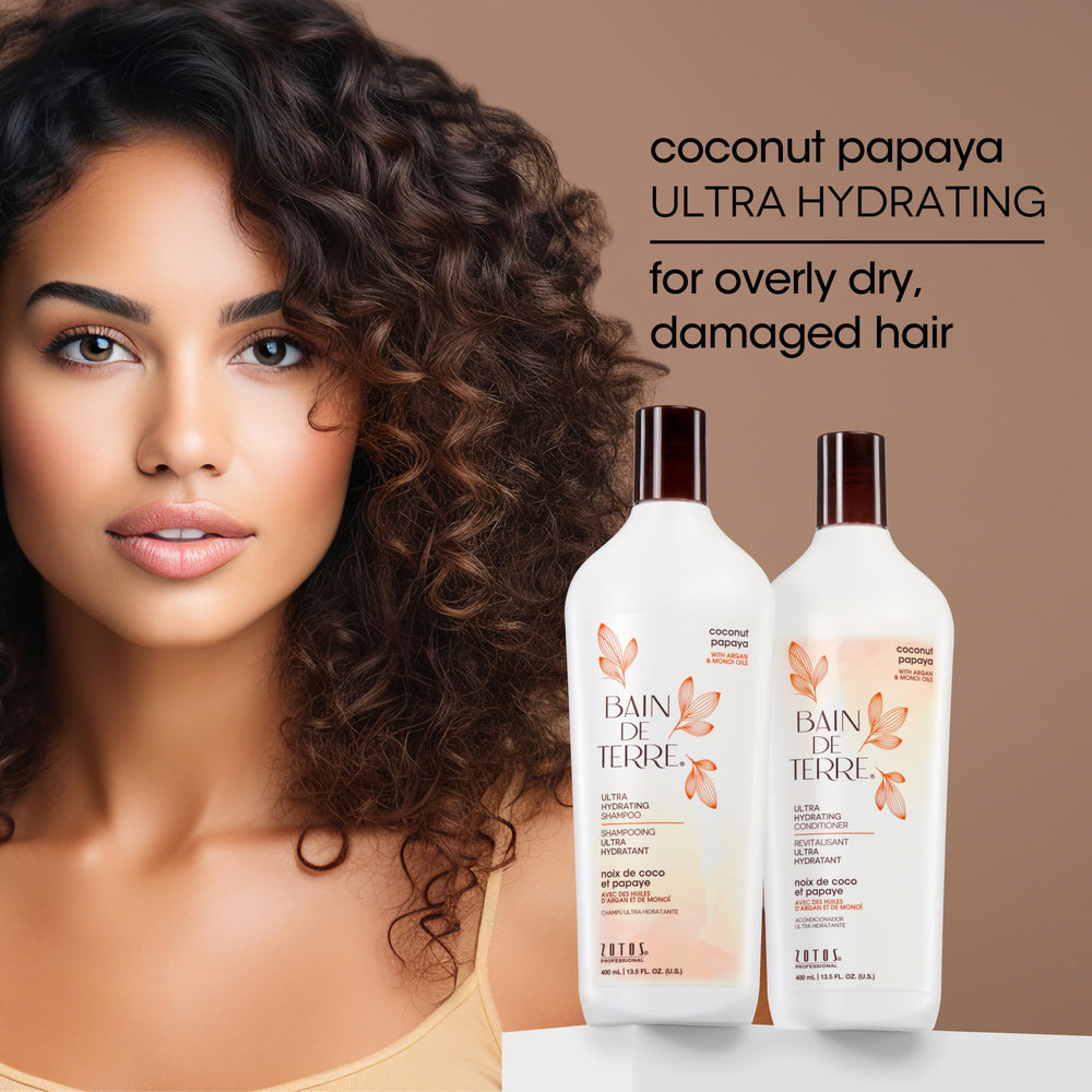 Bain de Terre before and after hair showing smoother, shinier strands