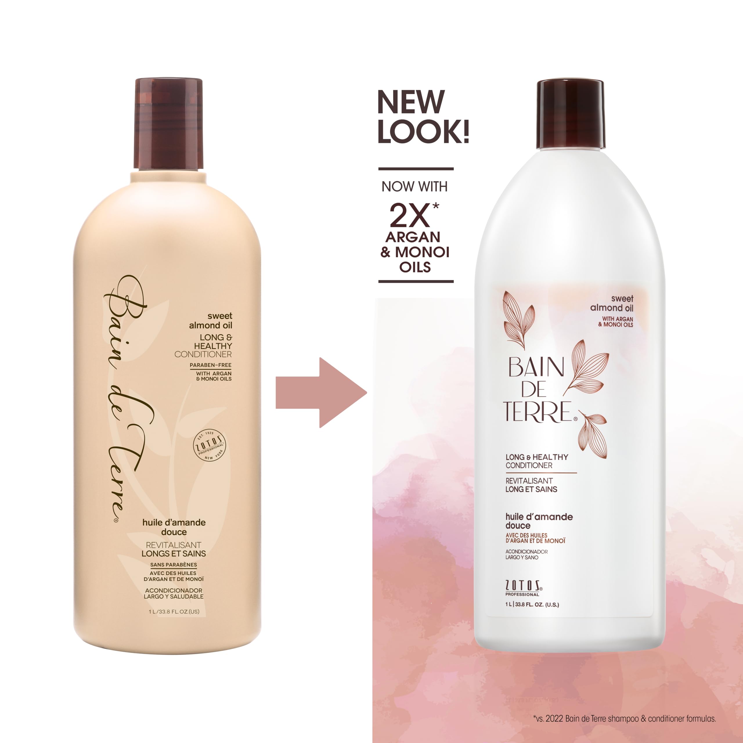 Bain de Terre conditioner pouring, demonstrating rich lather and easier detangling benefit