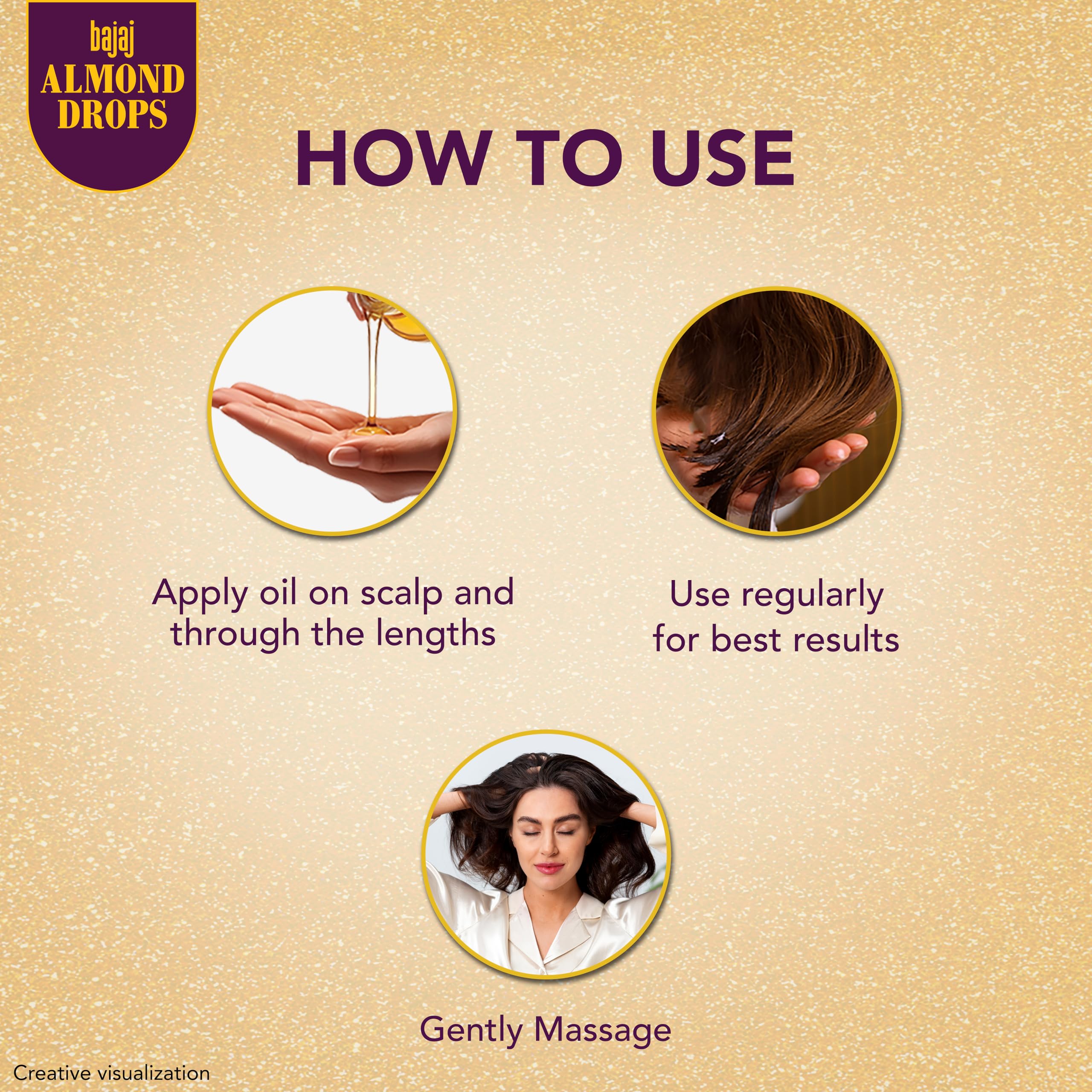 Bajaj Almond Drops applied to scalp during a gentle massage to support nourishment