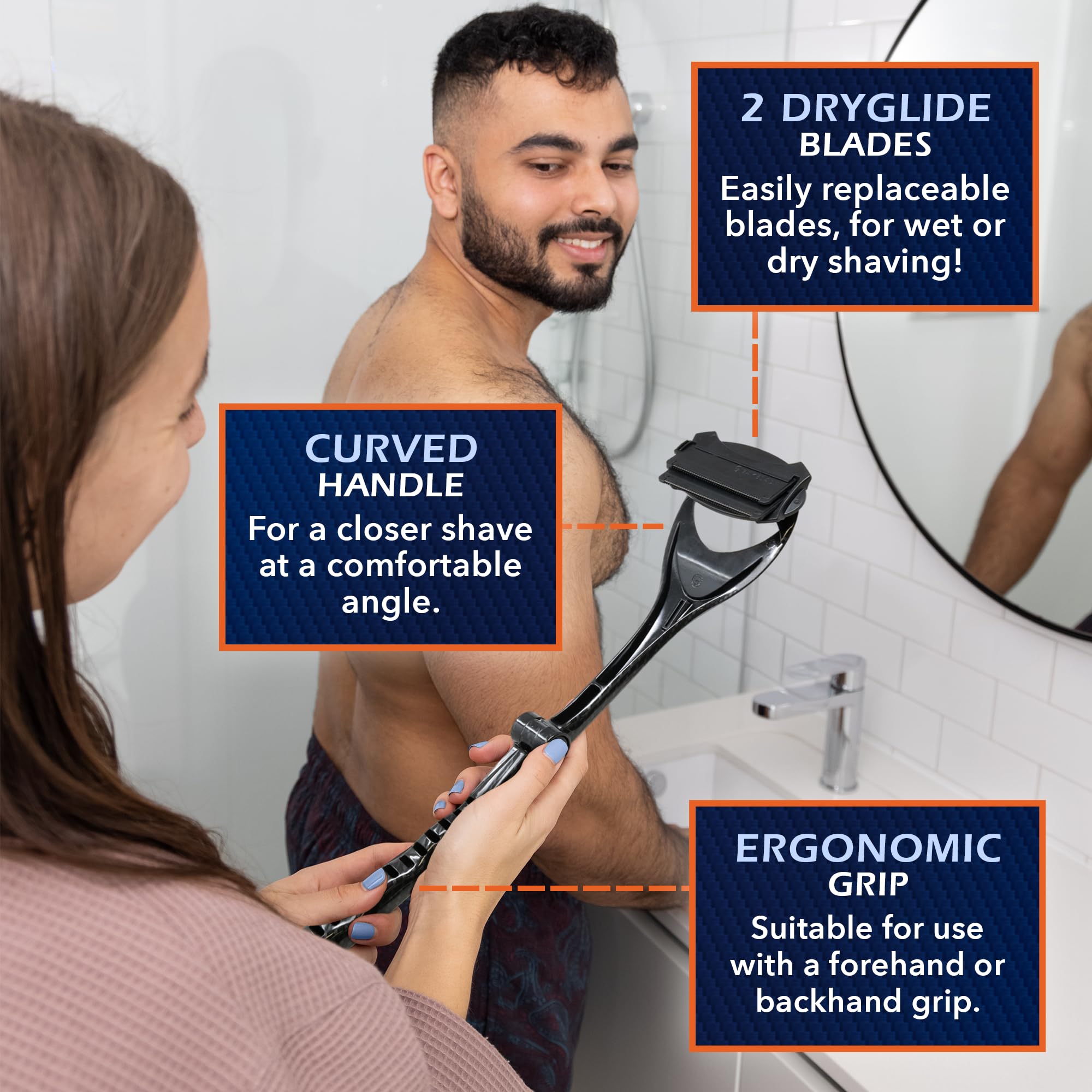 BAKBLADE exfoliating brush and extra blades included to prep skin and replace cartridges