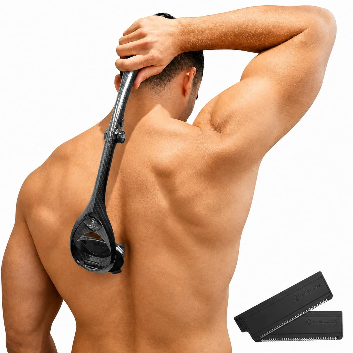 BAKBLADE front view showing carbon fibre effect and ergonomic design for efficient grooming