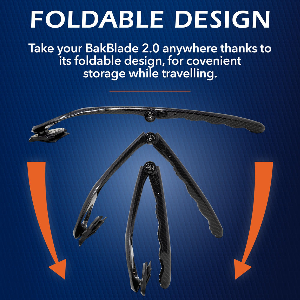 BAKBLADE size comparison with handle extended illustrating 18 inch reach for hard-to-reach areas