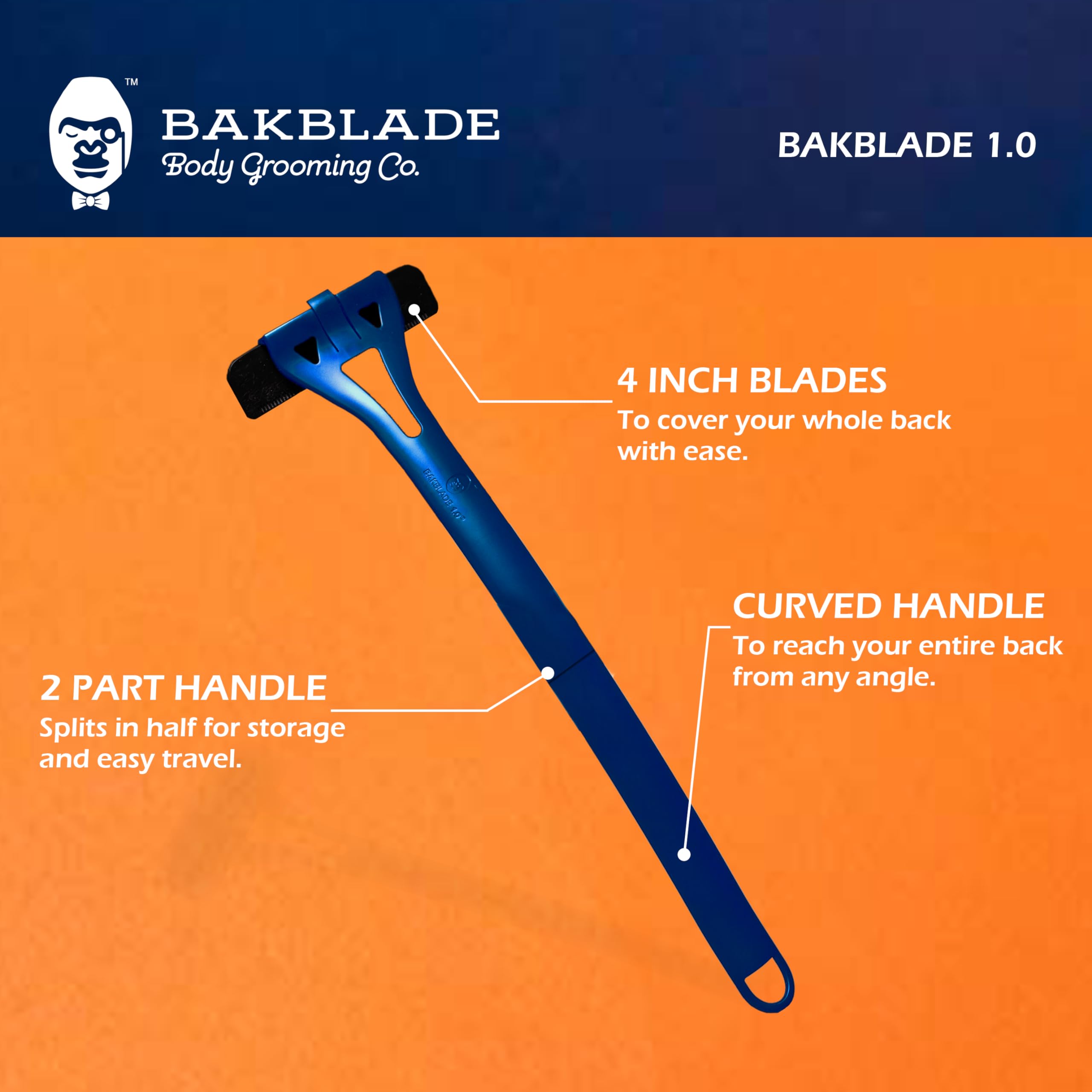 BAKBLADE close-up of replaceable blade cartridge for smooth shaves
