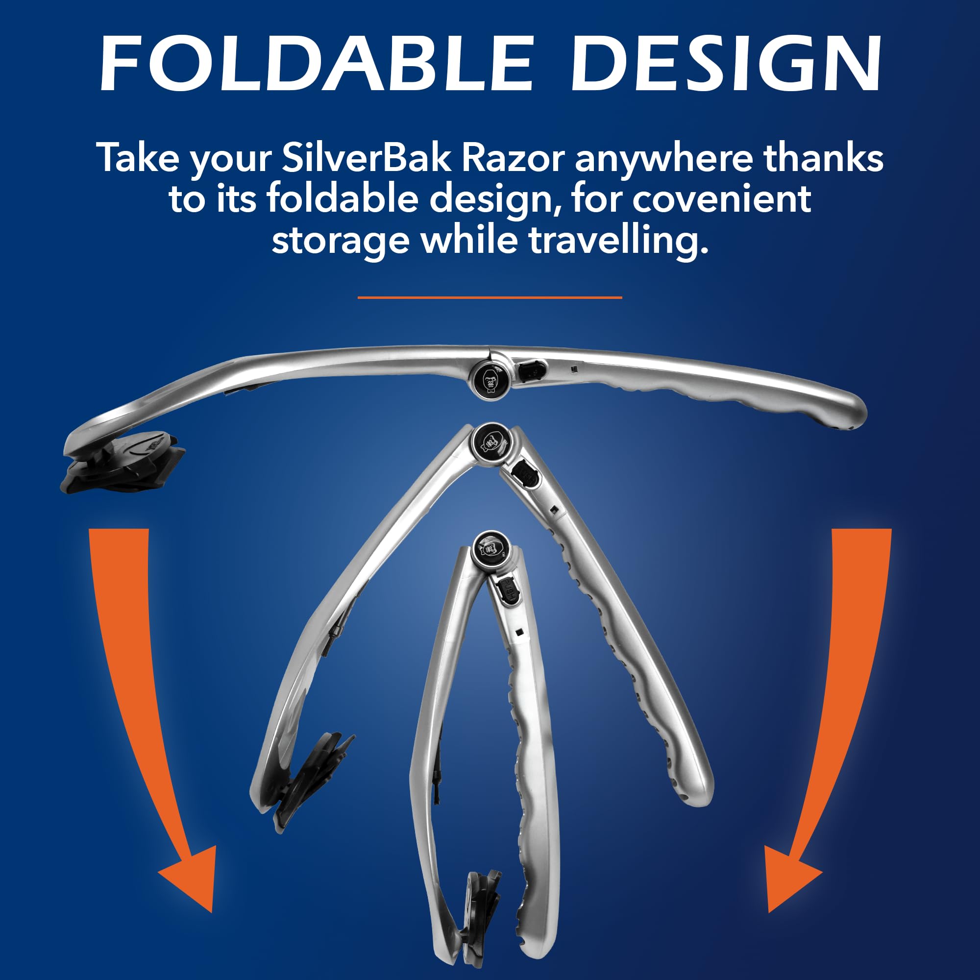 BAKBLADE size comparison with hand showing compact travel-ready design