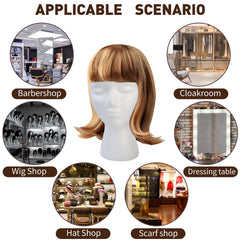 BALABALA foam head fitted with wig to demonstrate styling and pin-holding