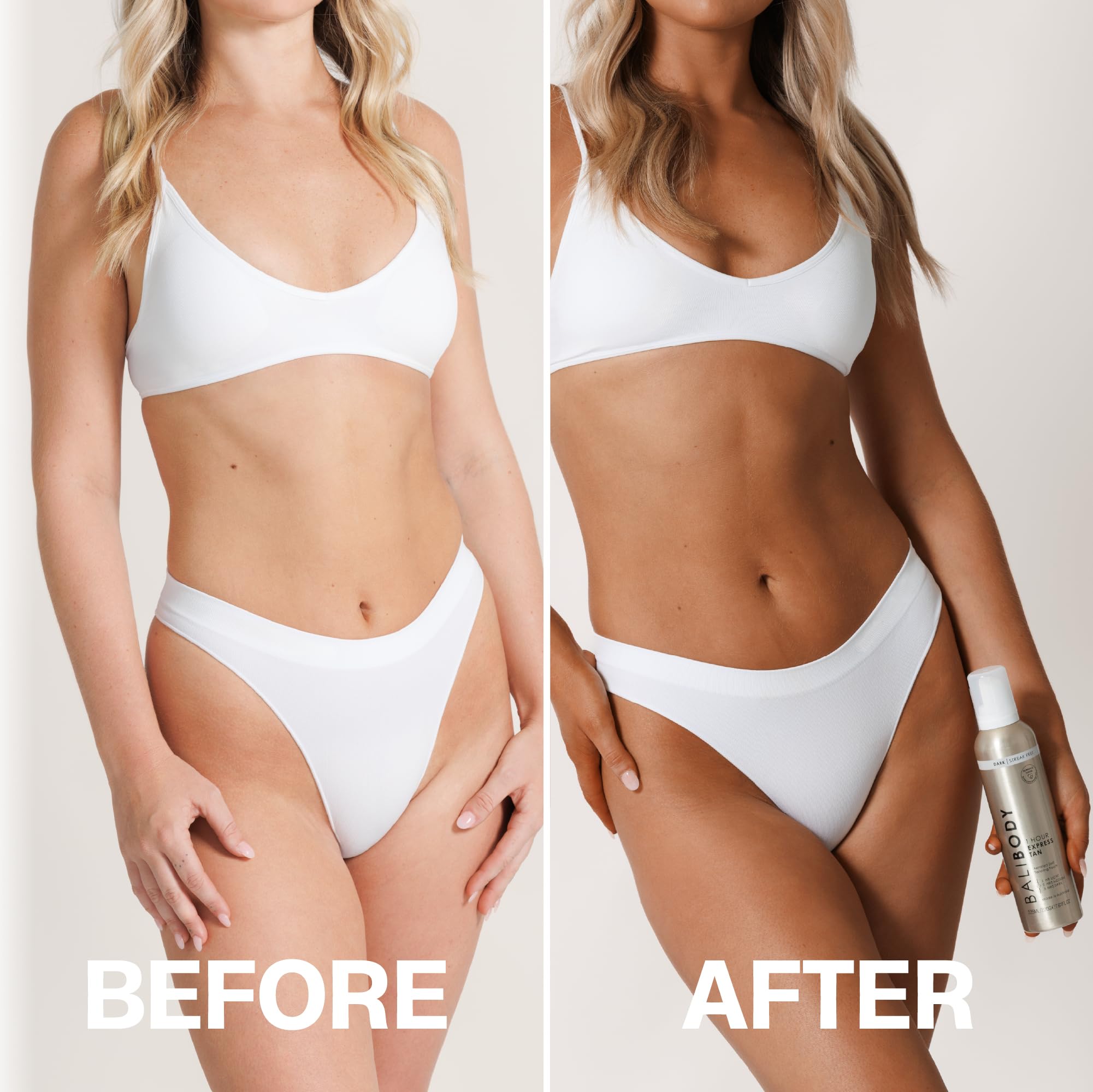 BALI BODY foam on mitten in hand demonstrating smooth application and streak-free finish