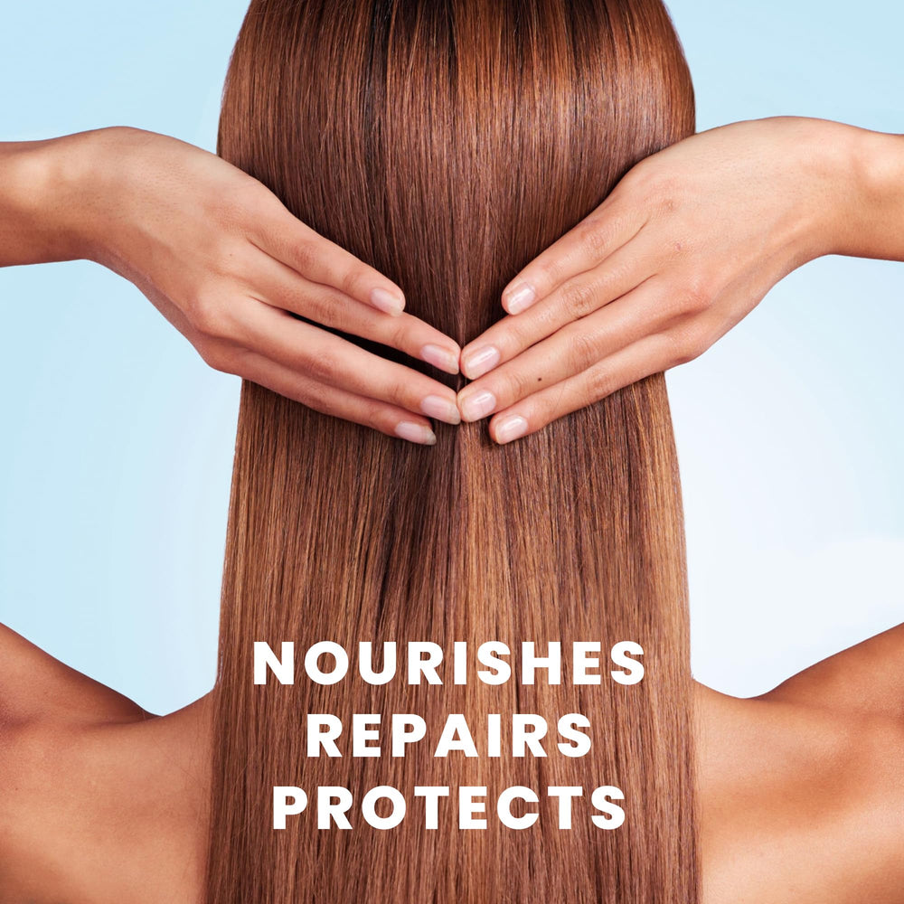 Bali Secret before and after shine comparison illustrating smoother, glossier hair benefit