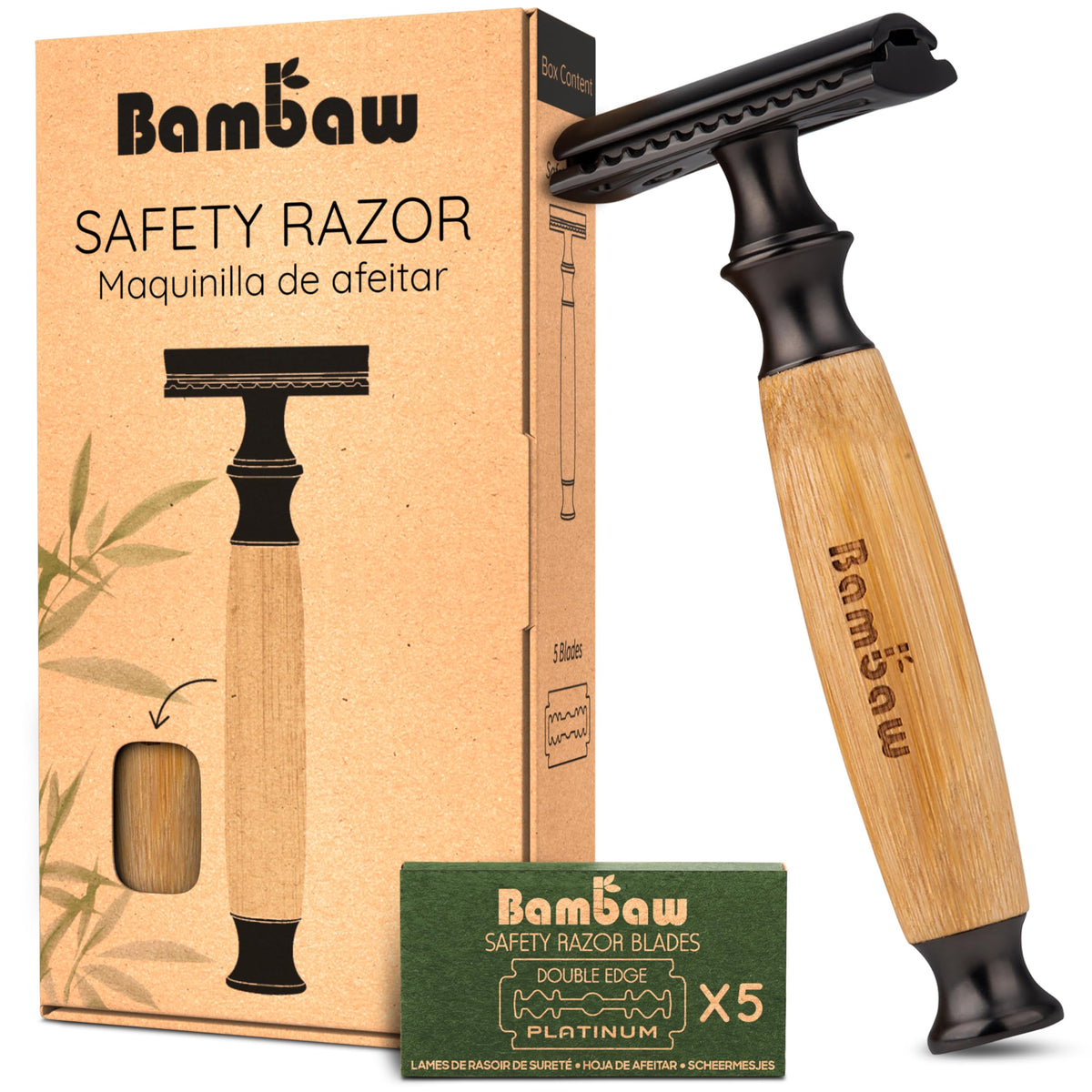 Bambaw bamboo handle razor front view showing durable eco-friendly design