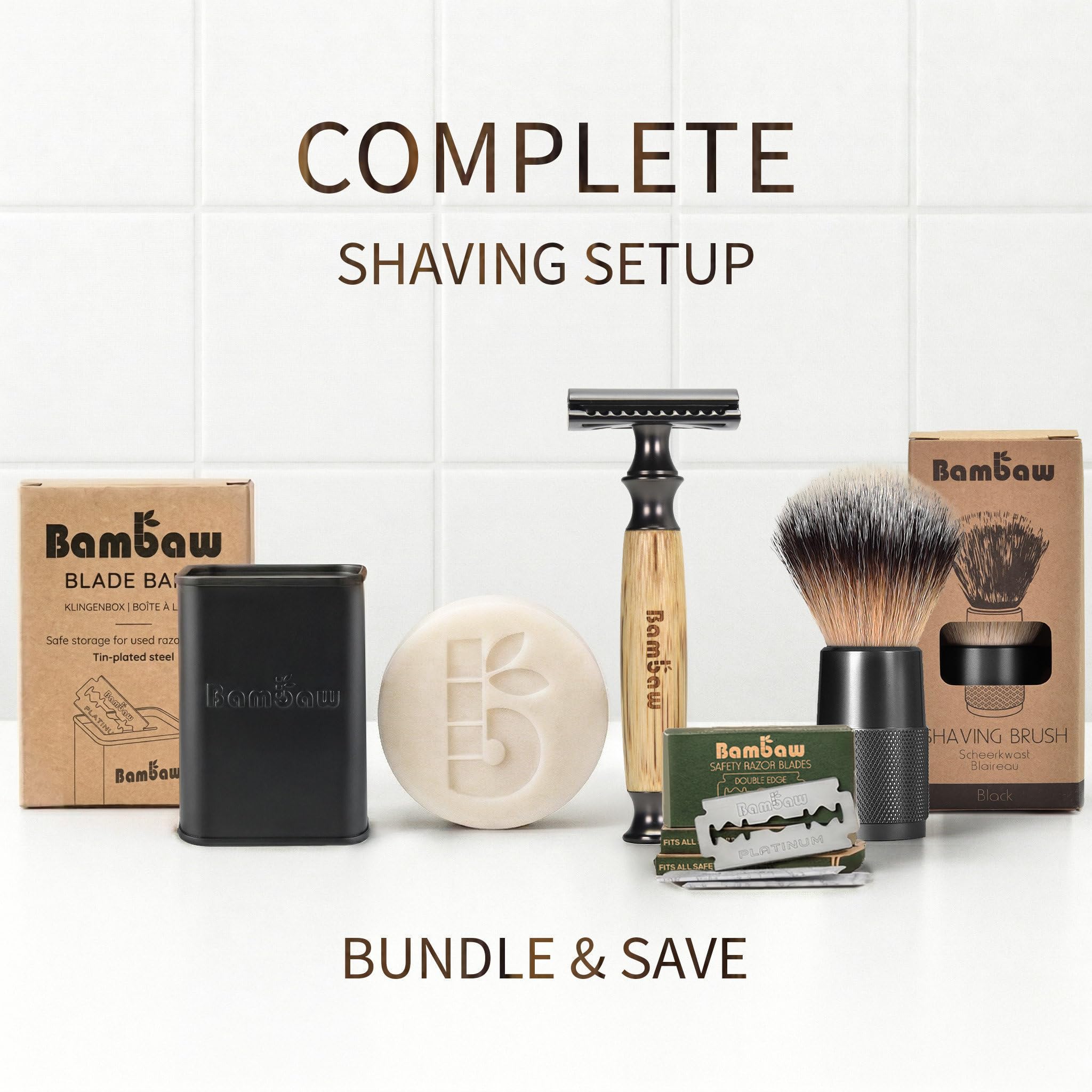 Bambaw razor placed on bathroom counter illustrating sustainable shaving routine
