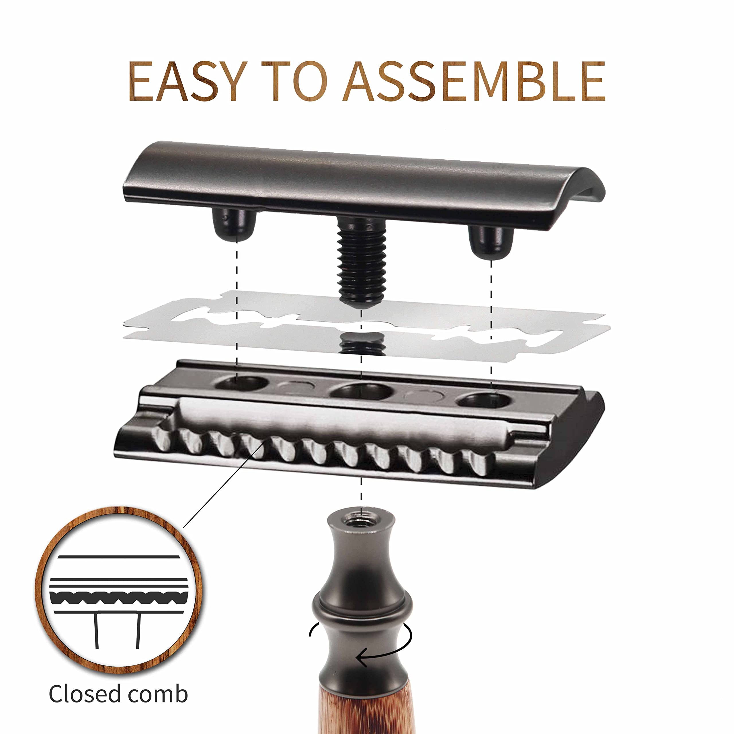 Bambaw razor head close-up highlighting blade alignment for precise shaves