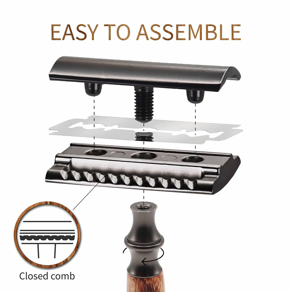 Bambaw razor head close-up highlighting blade alignment for precise shaves