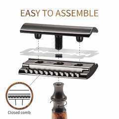 Bambaw razor head close-up highlighting blade alignment for precise shaves