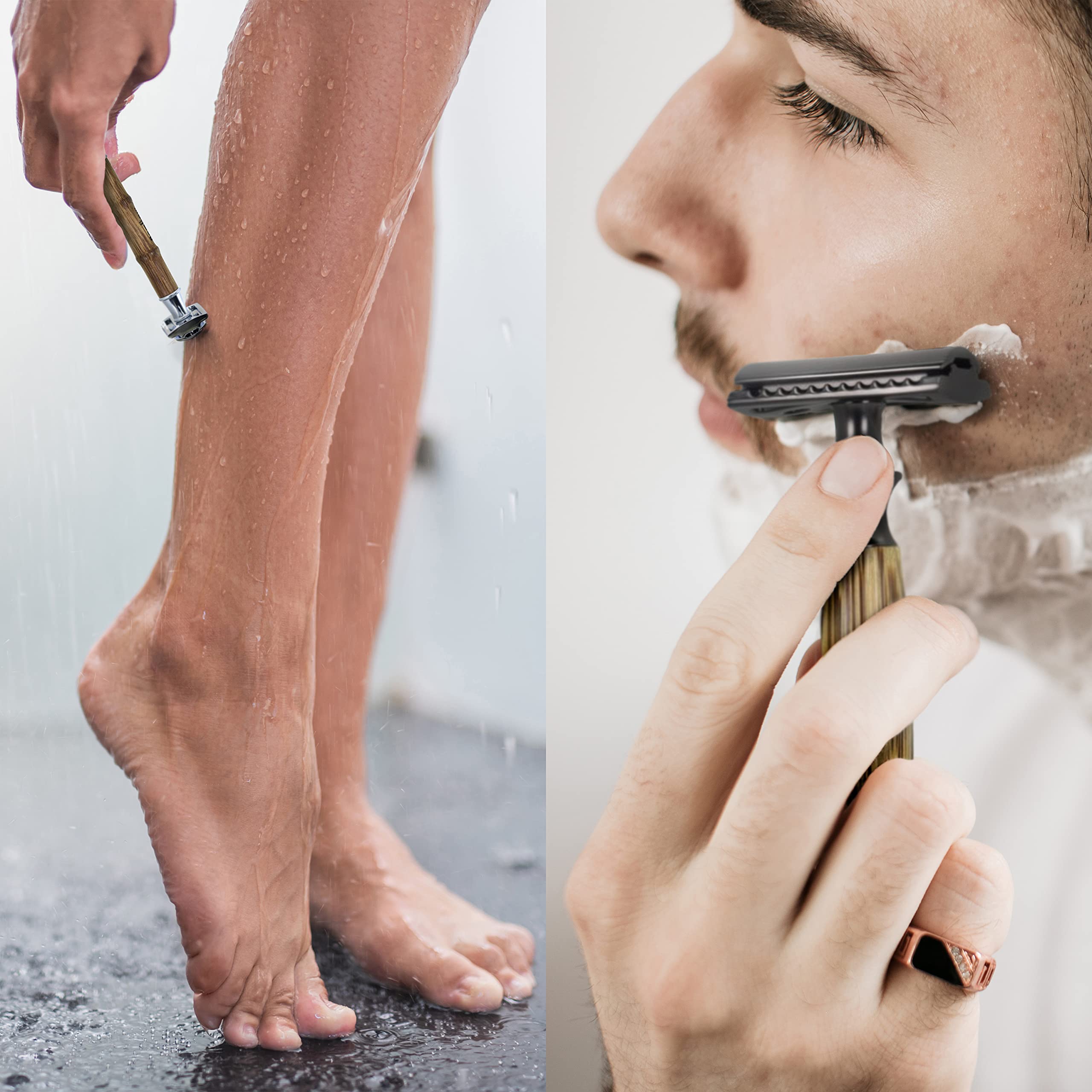 Bambaw metal head detail showing blade seating for precise shave benefit