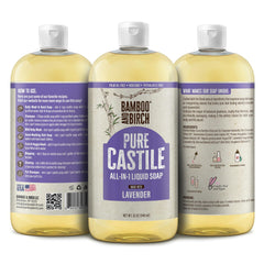 BAMBOO AND BIRCH close-up pump dispensing lavender soap for easy measured use