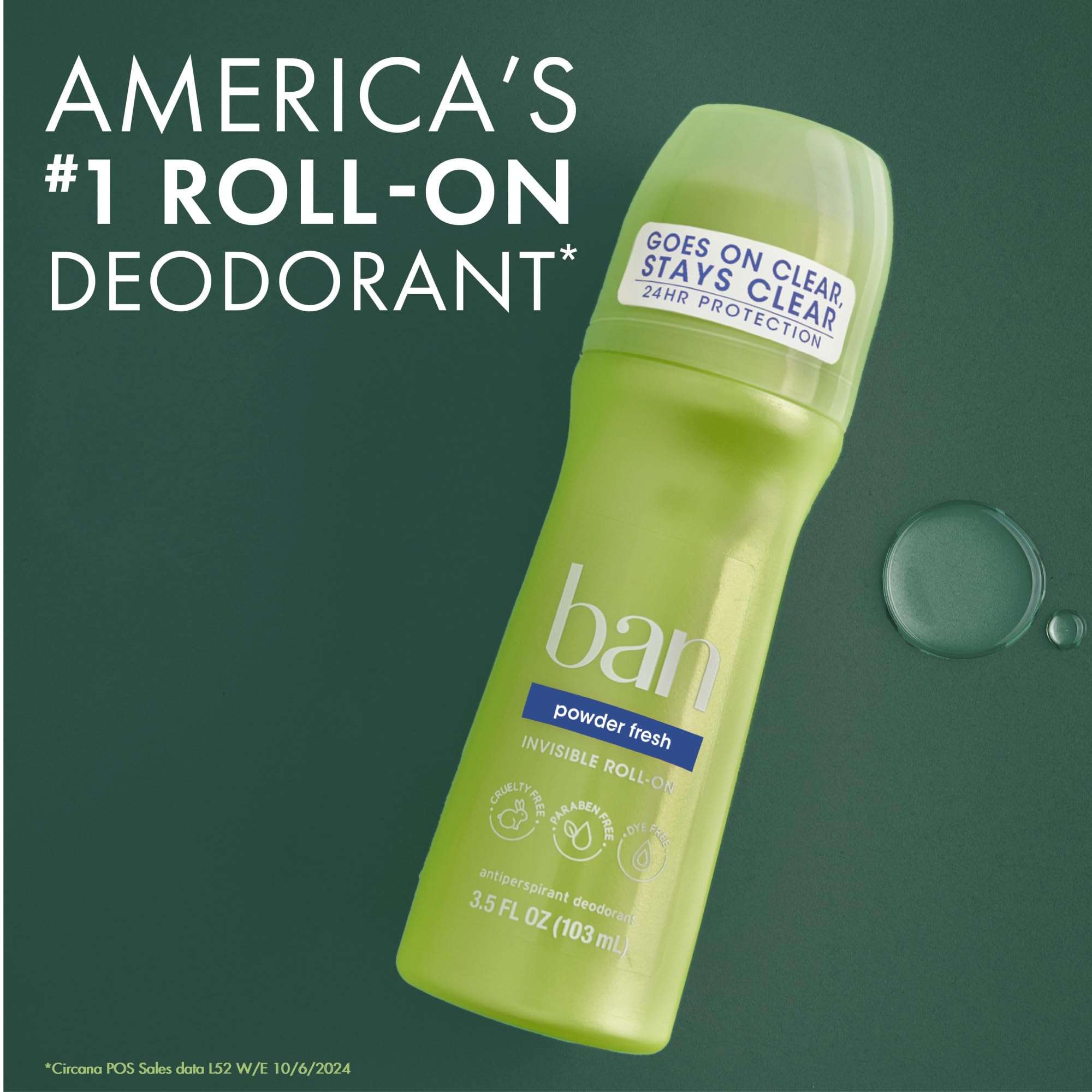 Ban roll-on four-pack group shot offering convenient everyday supply