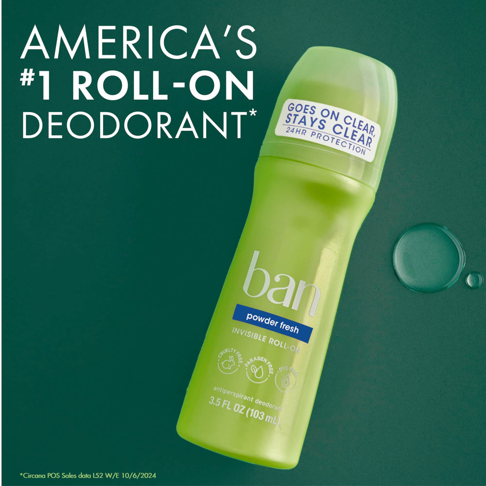Ban roll-on four-pack group shot offering convenient everyday supply