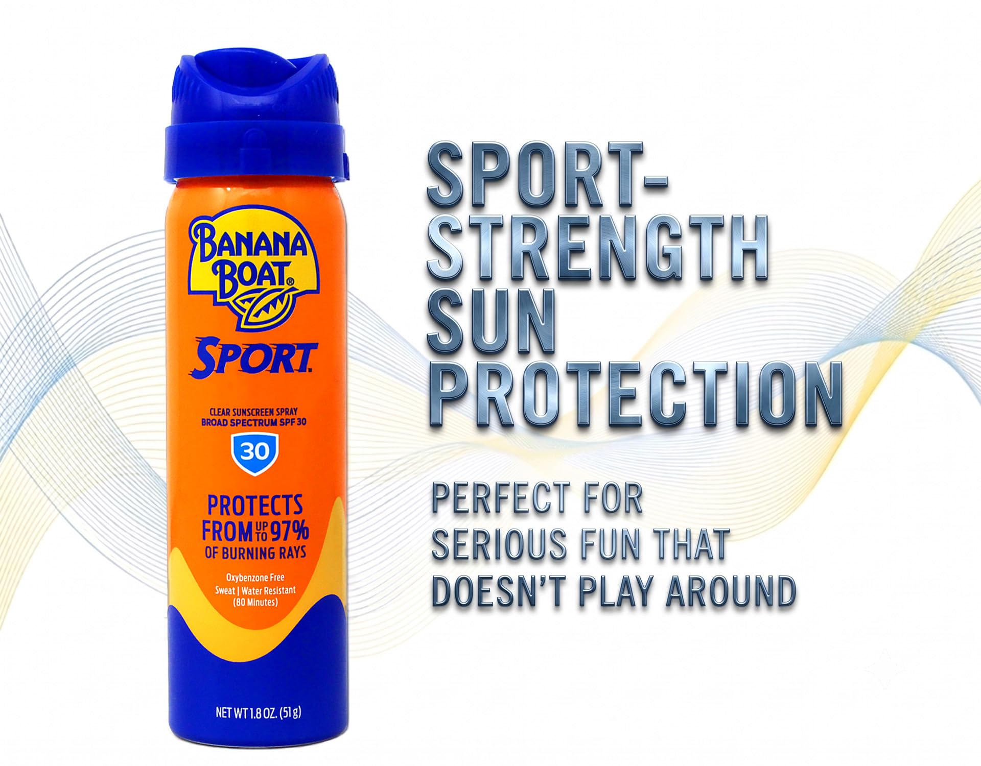 Banana Boat being sprayed on forearm to show no-rub application and even coverage
