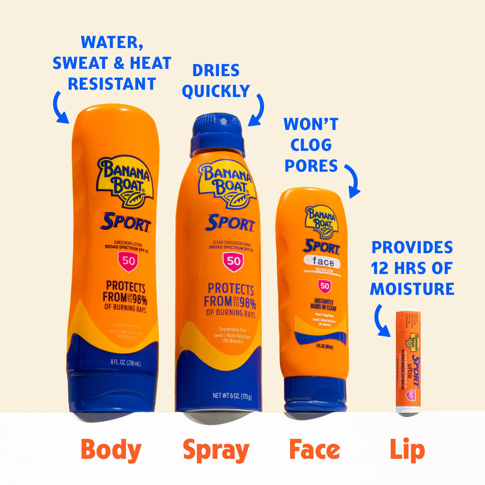 Banana Boat twin pack beside common items showing 6 oz size convenience