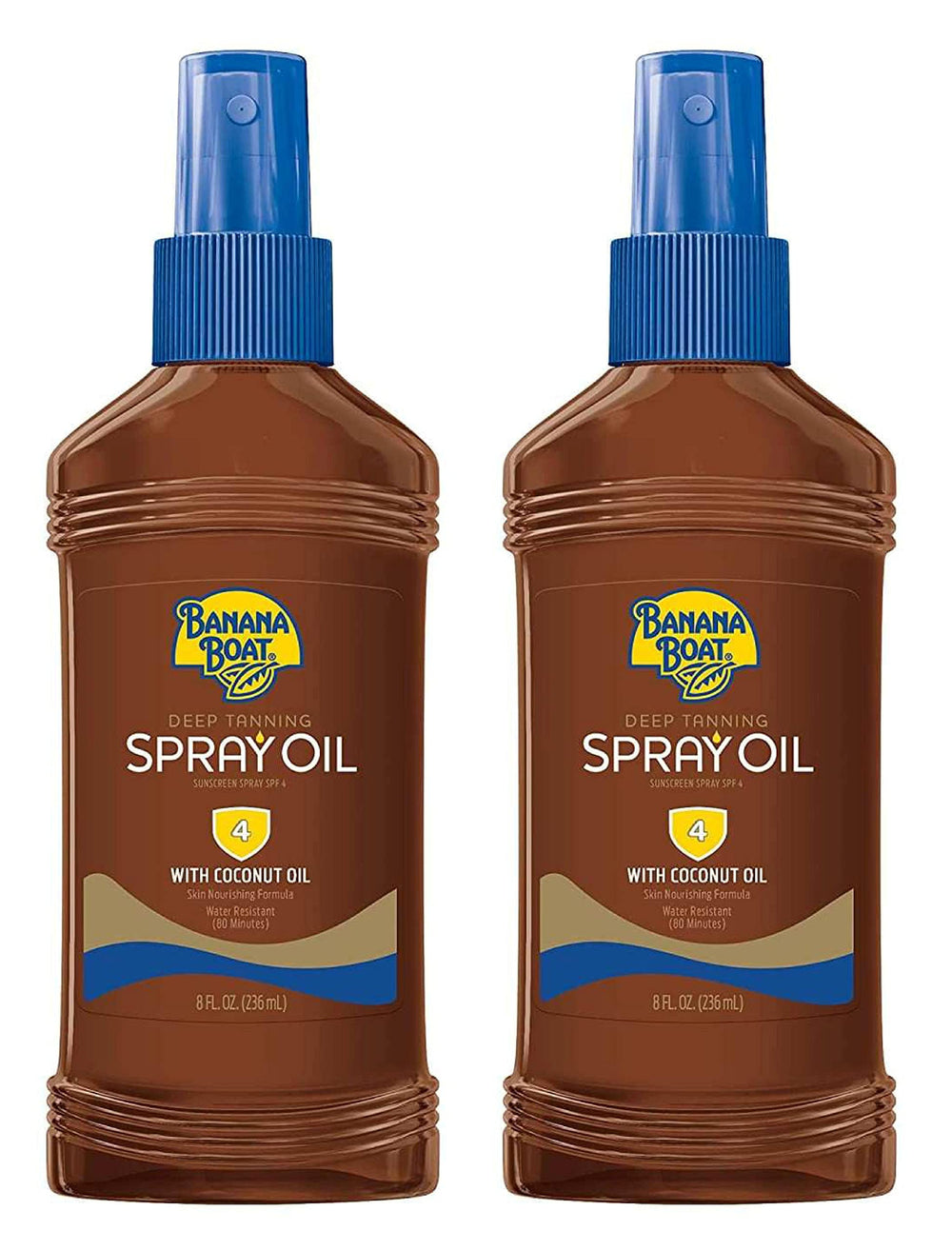 Banana Boat applied on shoulders at beach showing quick absorption and sheen
