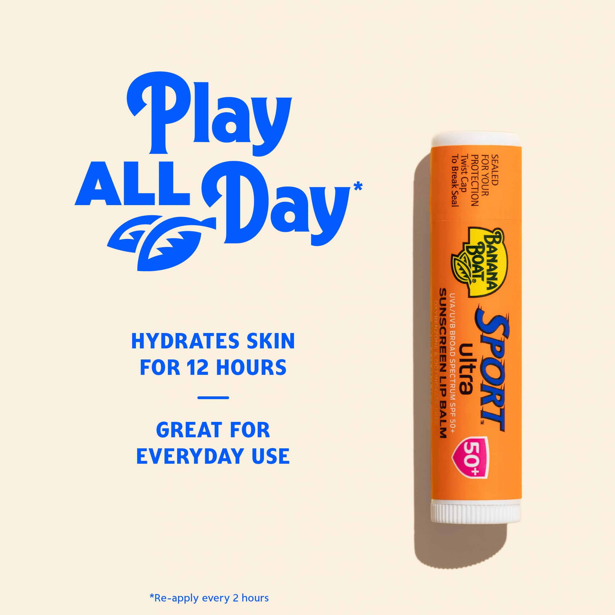 Close-up of Banana Boat lip balm texture highlighting lightweight, non-greasy finish