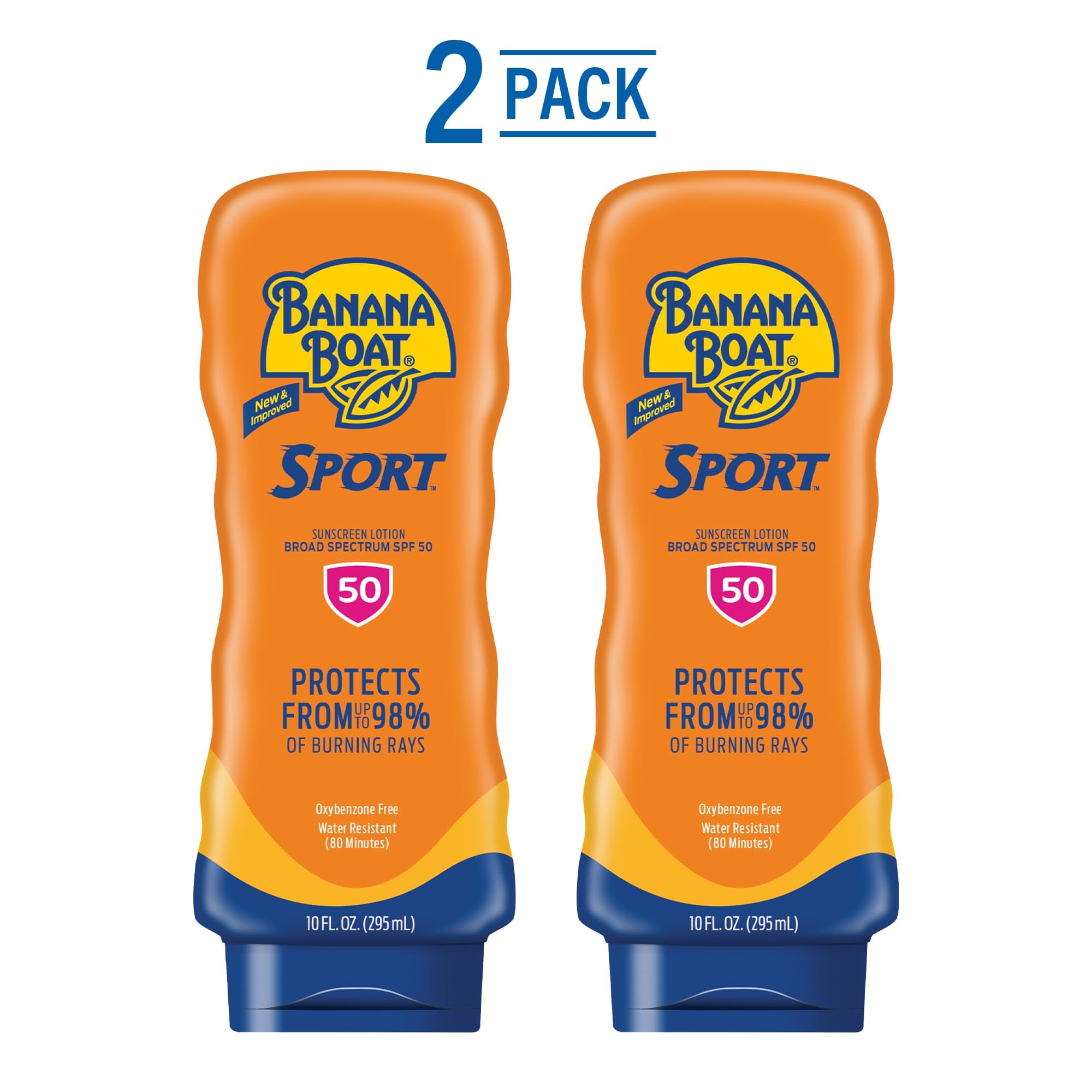 Banana Boat lotion on hand demonstrating lightweight feel and easy spreadability