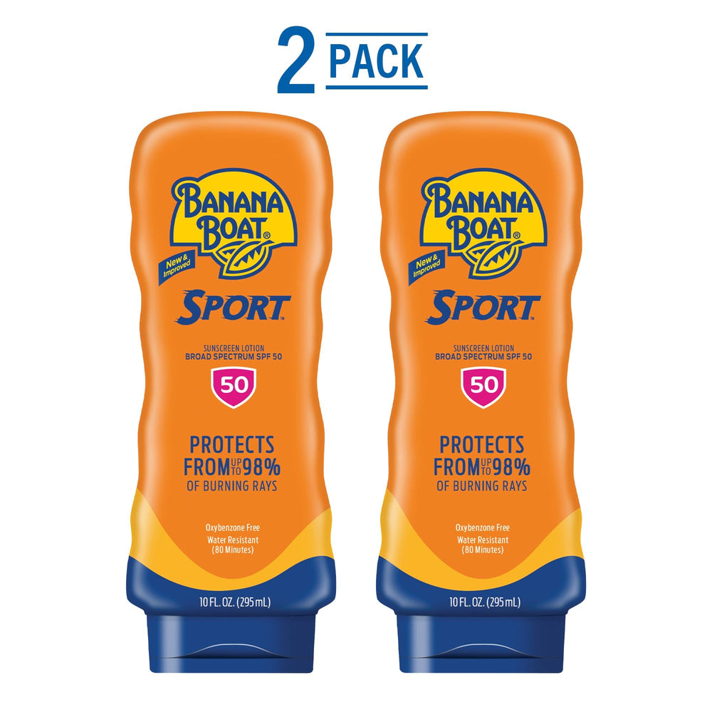 Banana Boat lotion on hand demonstrating lightweight feel and easy spreadability