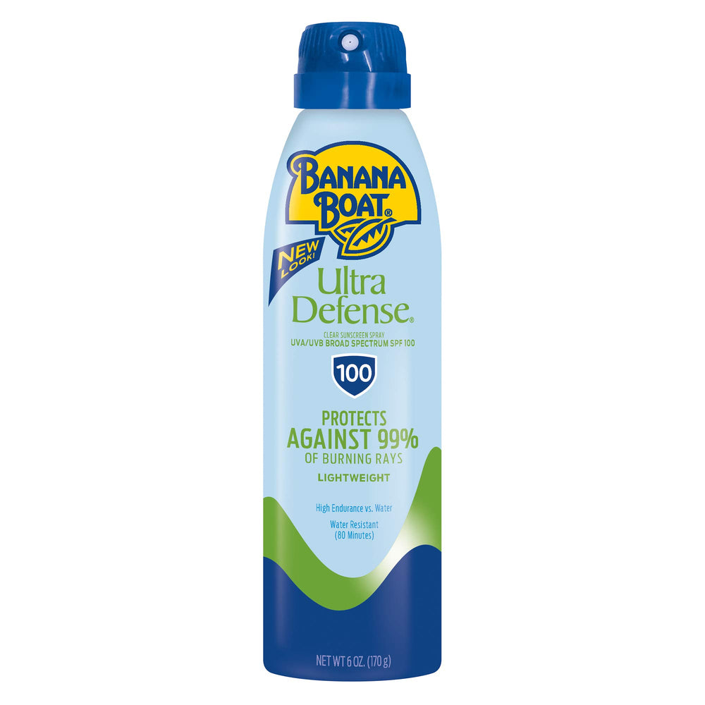 Banana Boat front packaging showing SPF 100 for confident sun protection