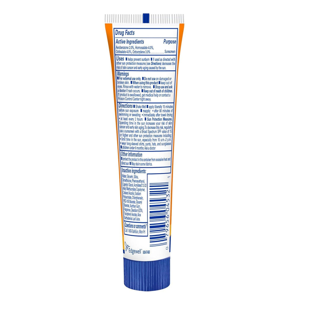 Banana Boat lotion texture dollop demonstrating quick-absorb benefit