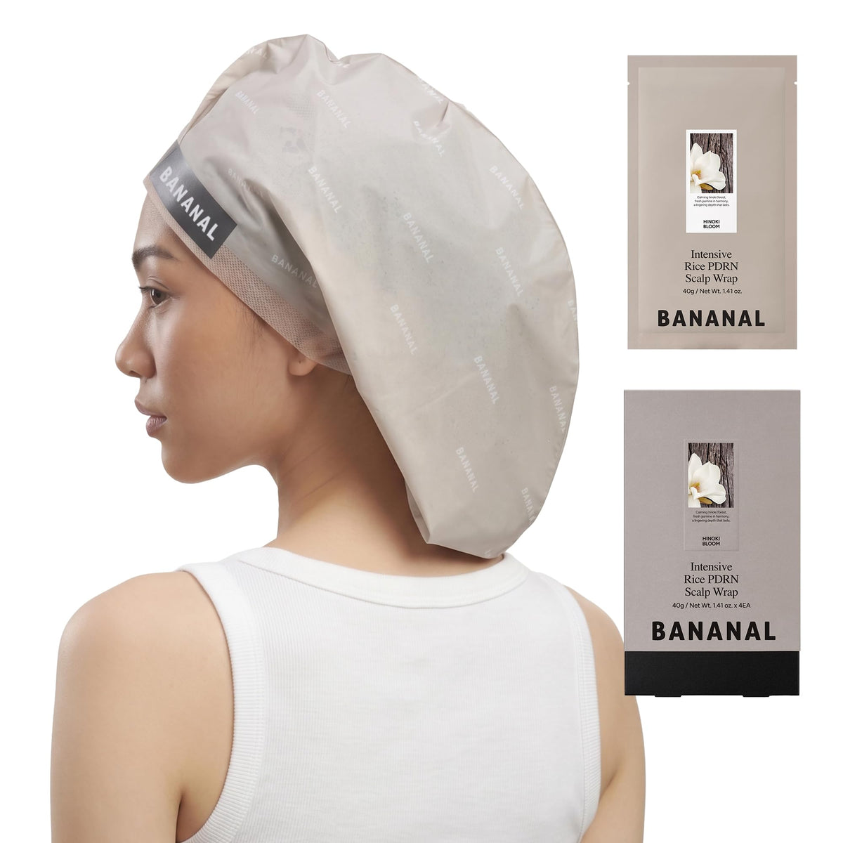 BANANAL front packaging showing four silicone-free scalp mask caps and key claims