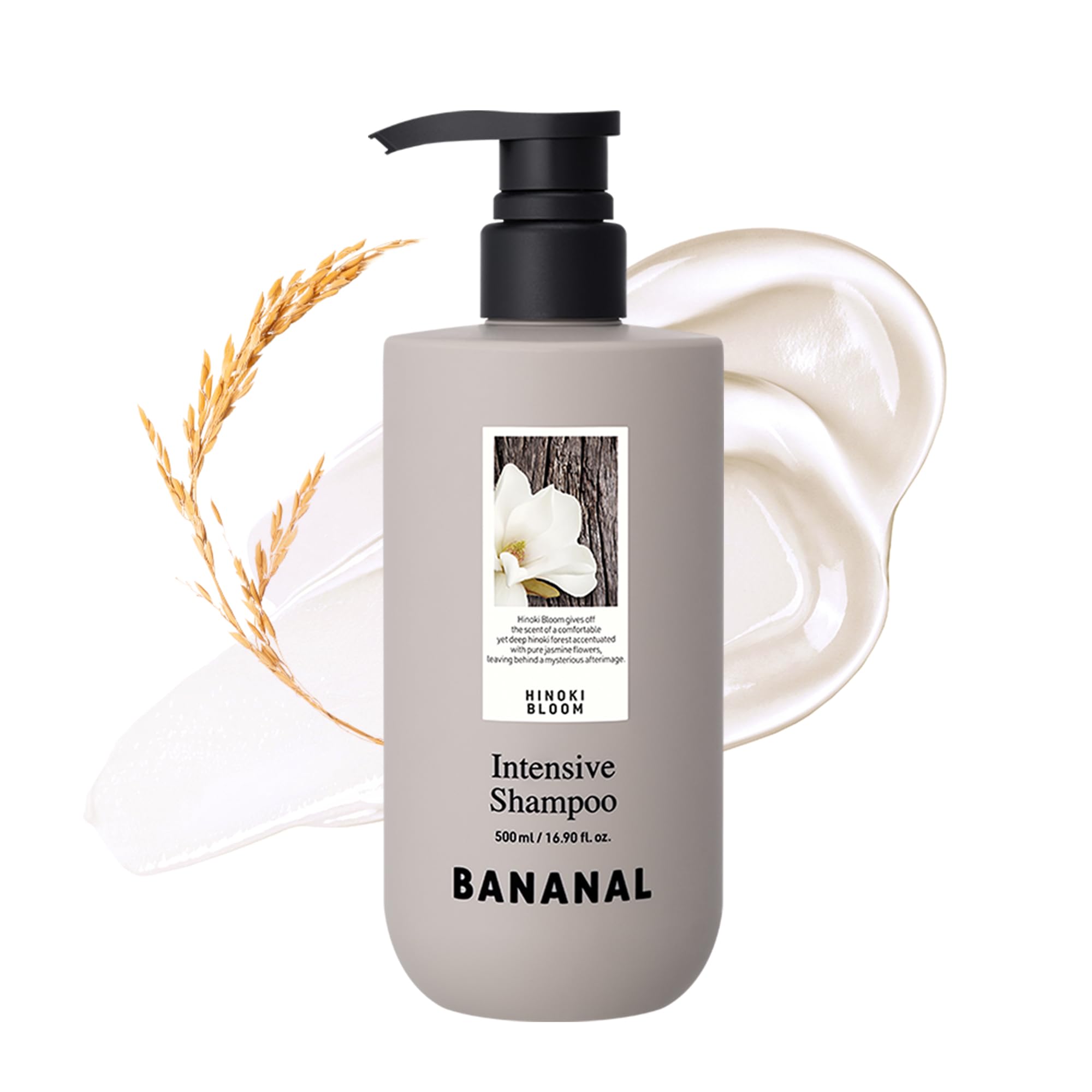 BANANAL front bottle showing rice water protein benefits