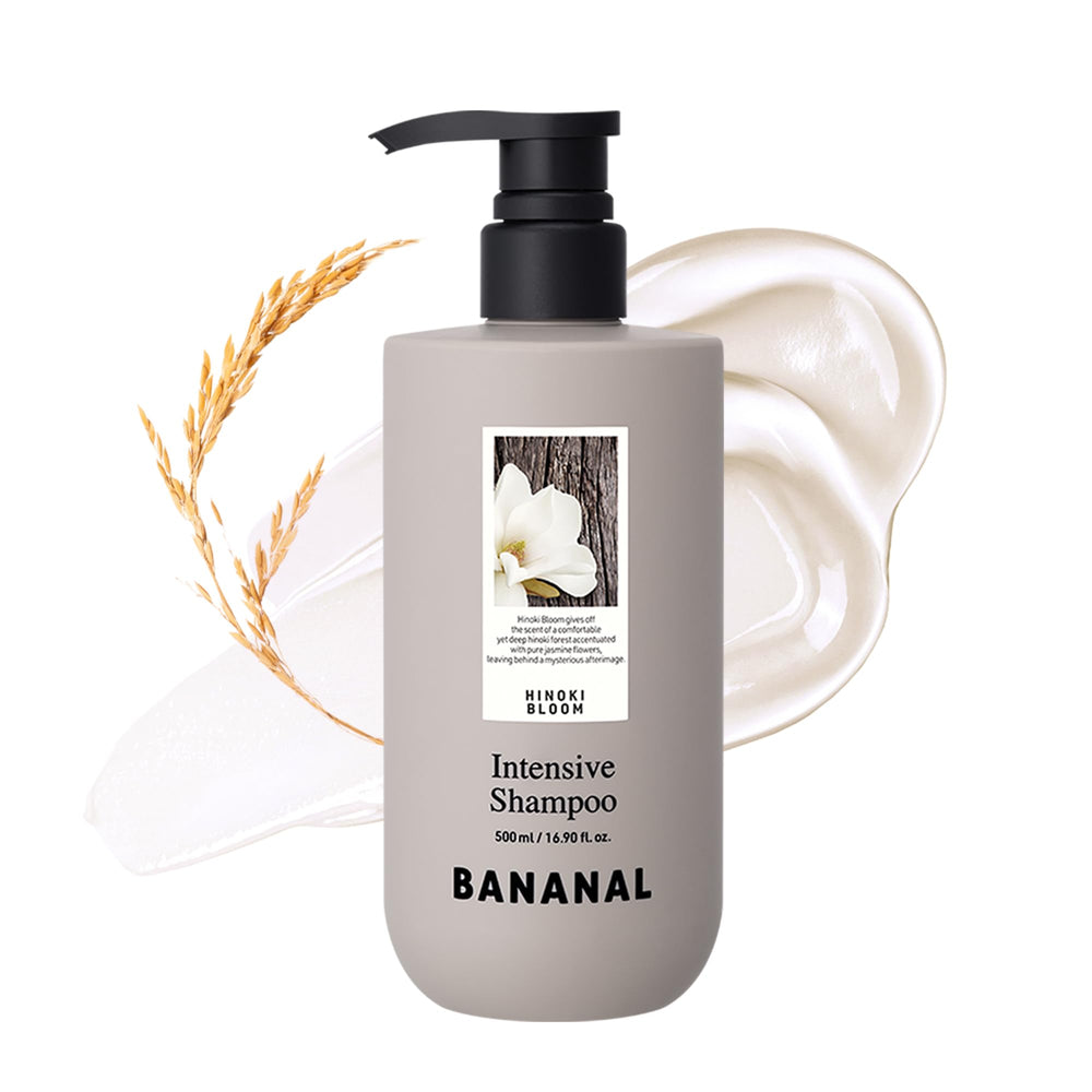 BANANAL front bottle showing rice water protein benefits